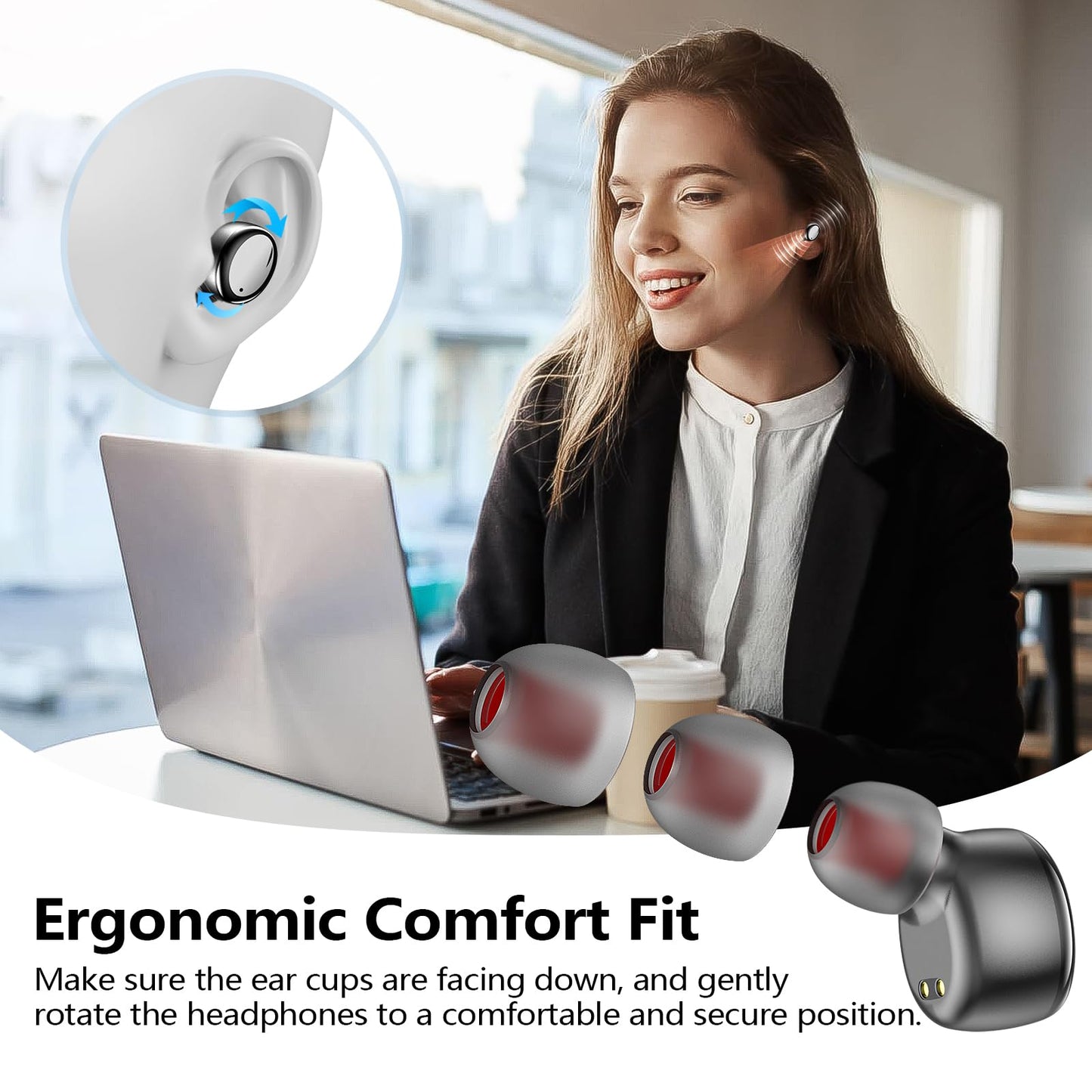 Kurdene True Wireless Earbuds Bluetooth 5.3 Lightweight Bass
