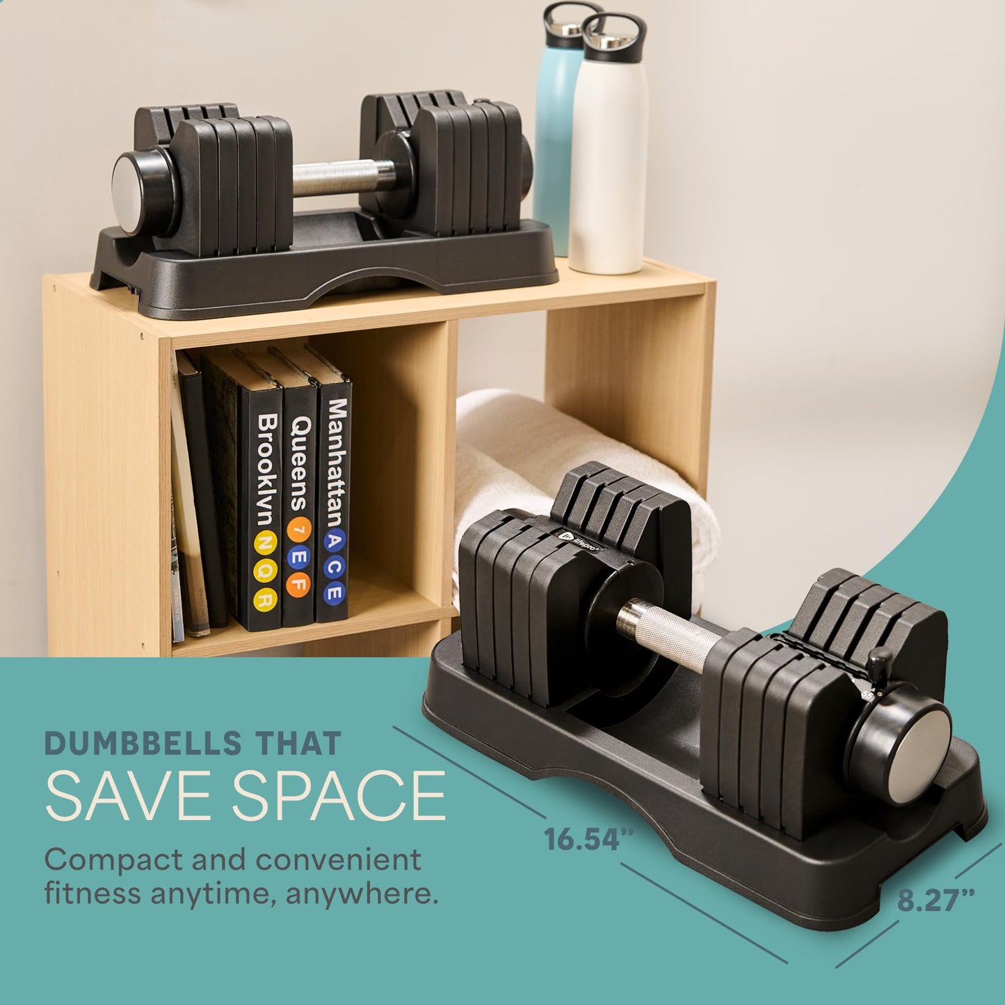 Adjustable Dumbbells Set with Rack for Home Gym