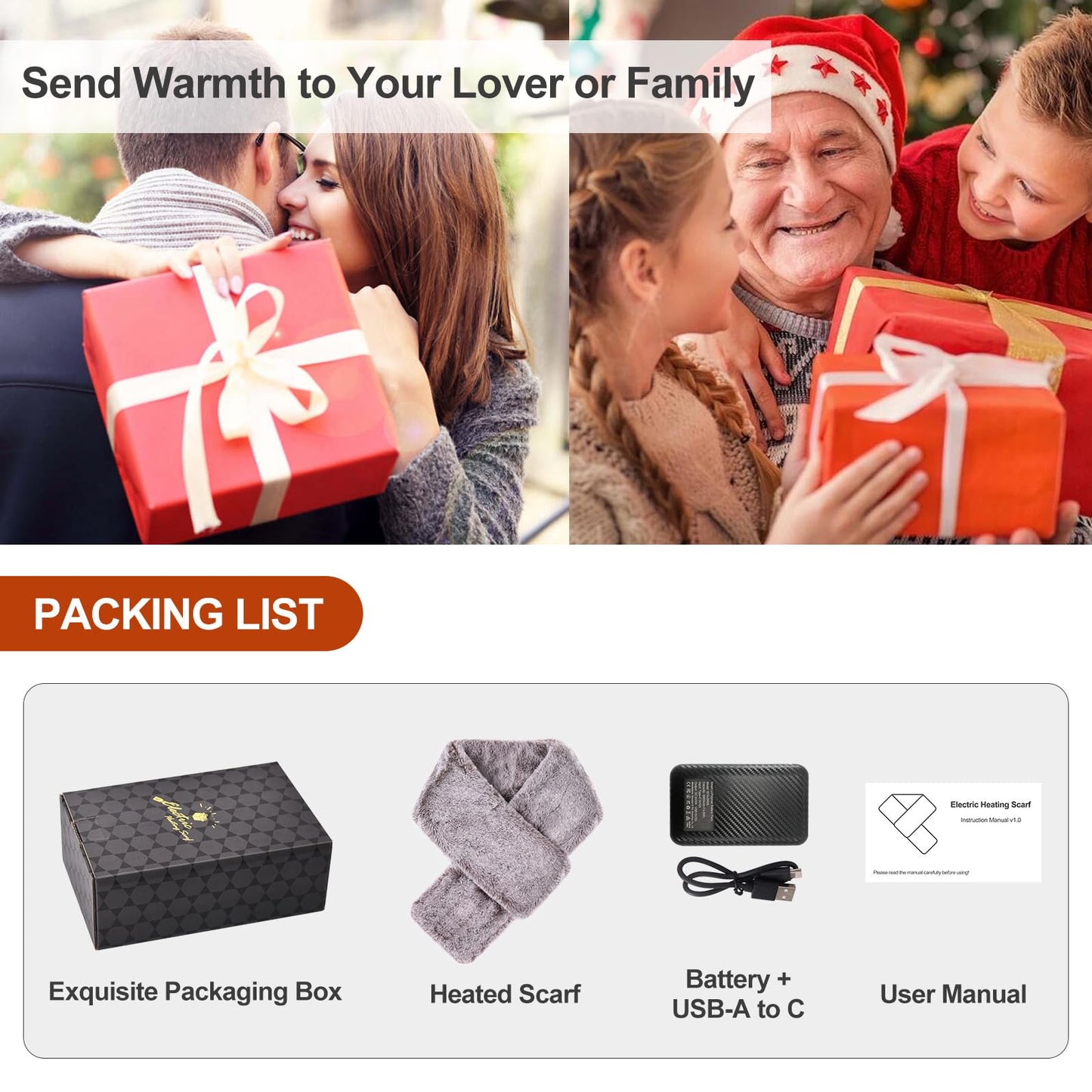 Heated Scarf for Women and Men Neck Warmer with Power Bank