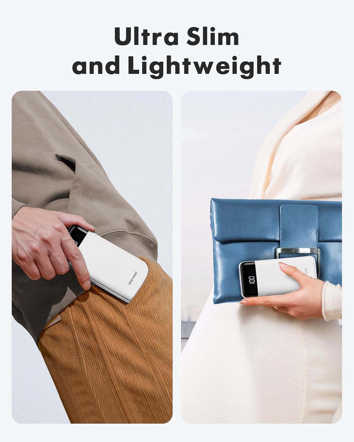 Charmast Slim 10000mAh Power Bank With Built In Cables