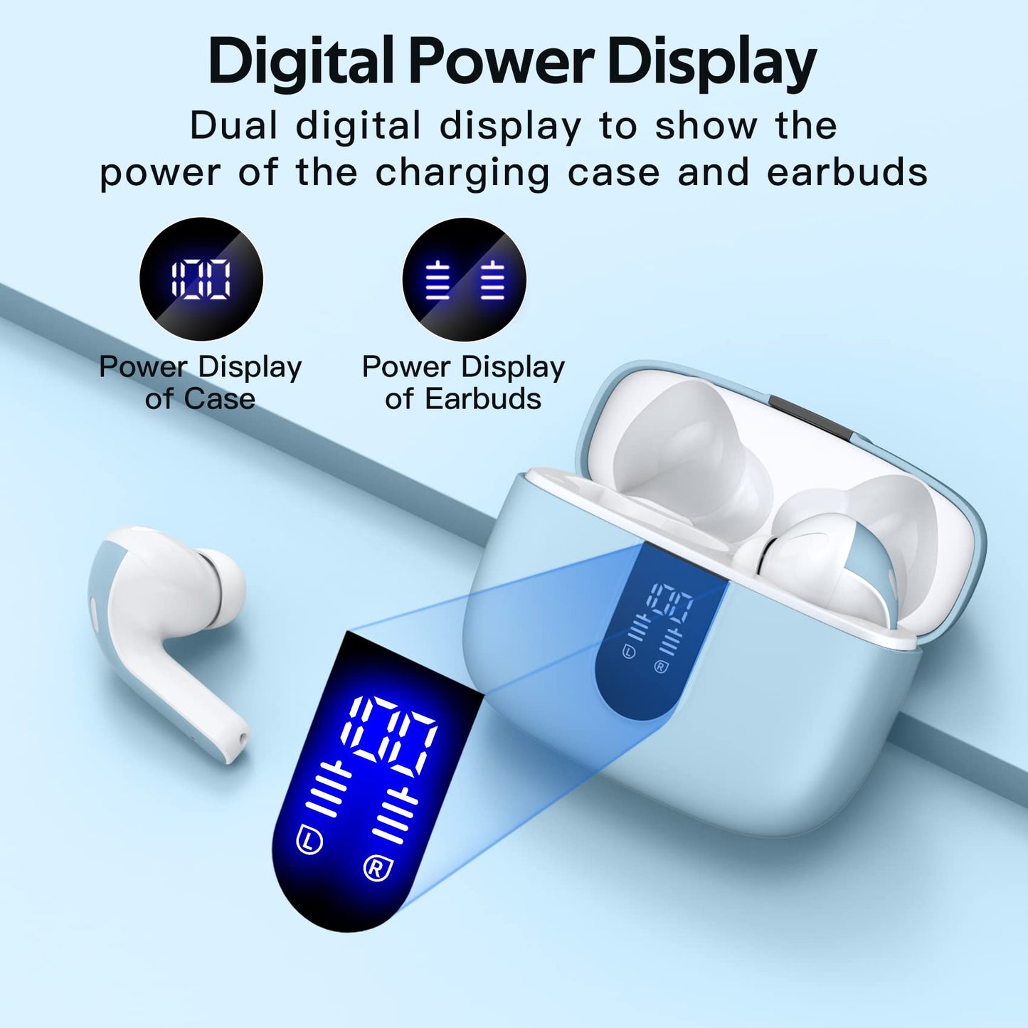 Tagry Bluetooth Earbuds True Wireless LED Power Display Case
