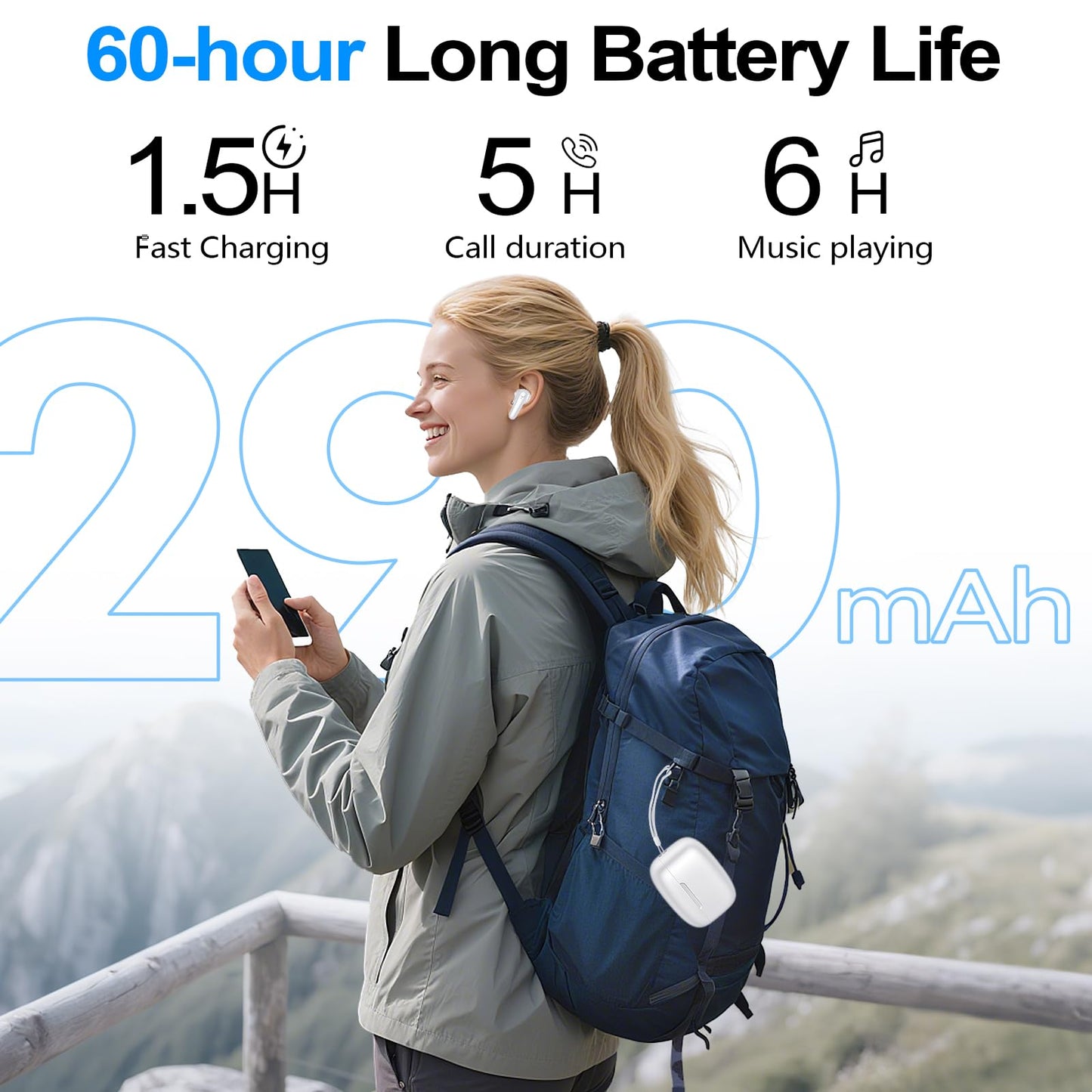 Kurdene Wireless Ear Buds Bluetooth 5.4 Bass Earphones