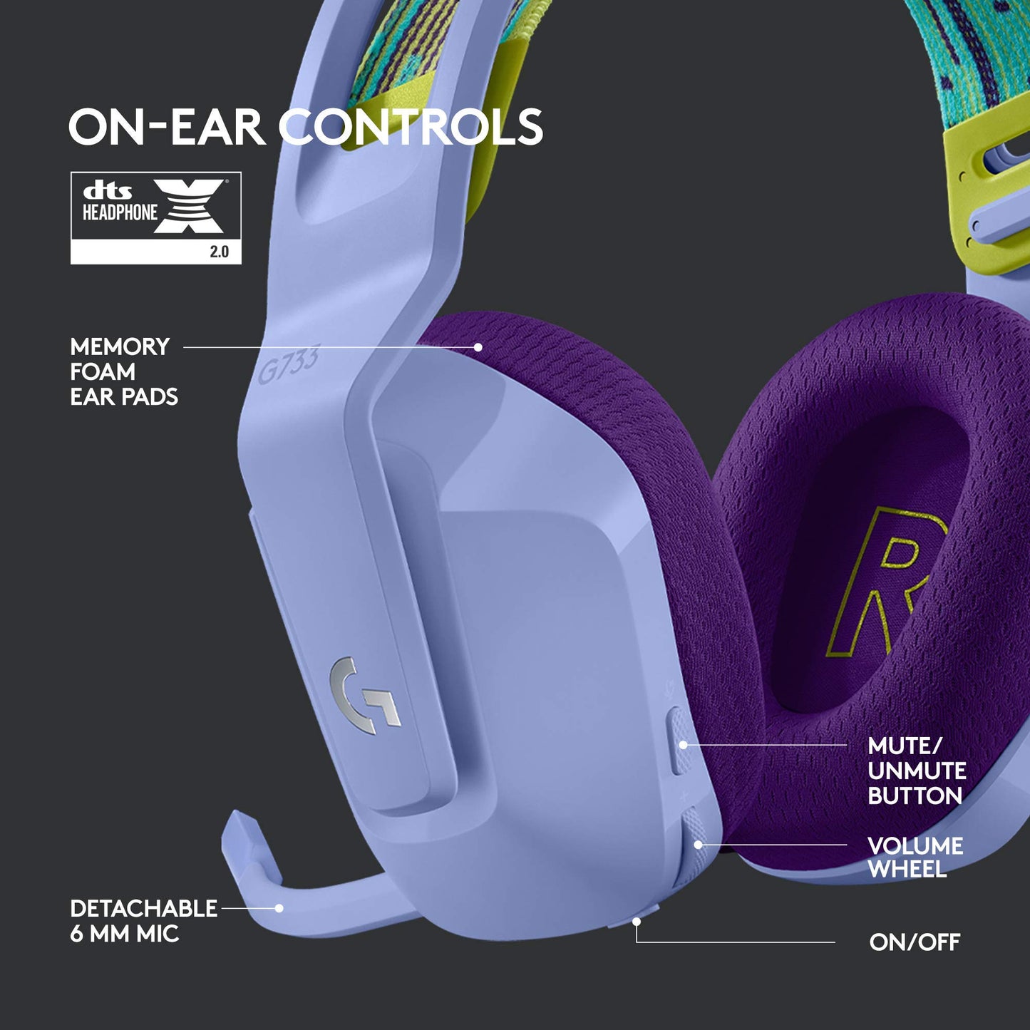 Logitech G733 Wireless Gaming Headset with Premium Audio