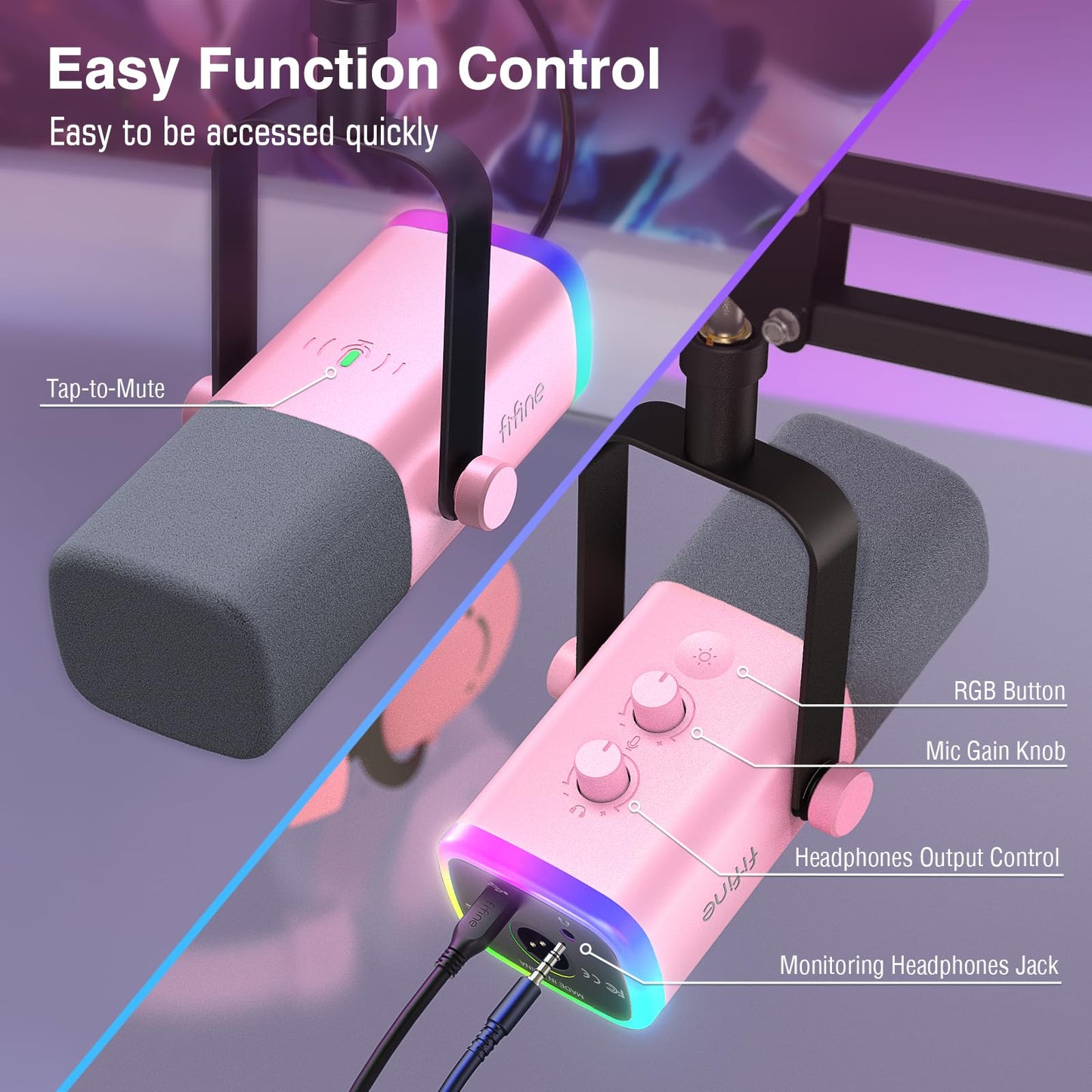 FIFINE AM8T XLR USB Gaming Microphone Kit with Boom Arm