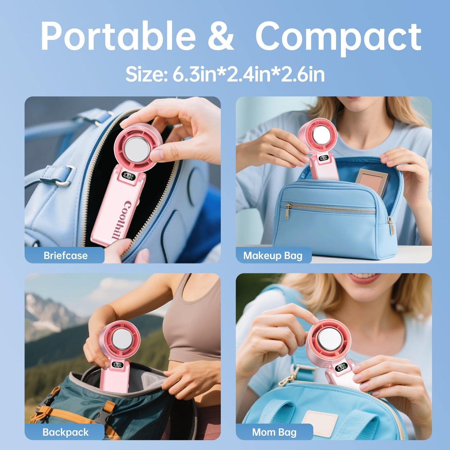 Handheld Portable Fan Ice Cooler 20000 RPM Turbo Purple