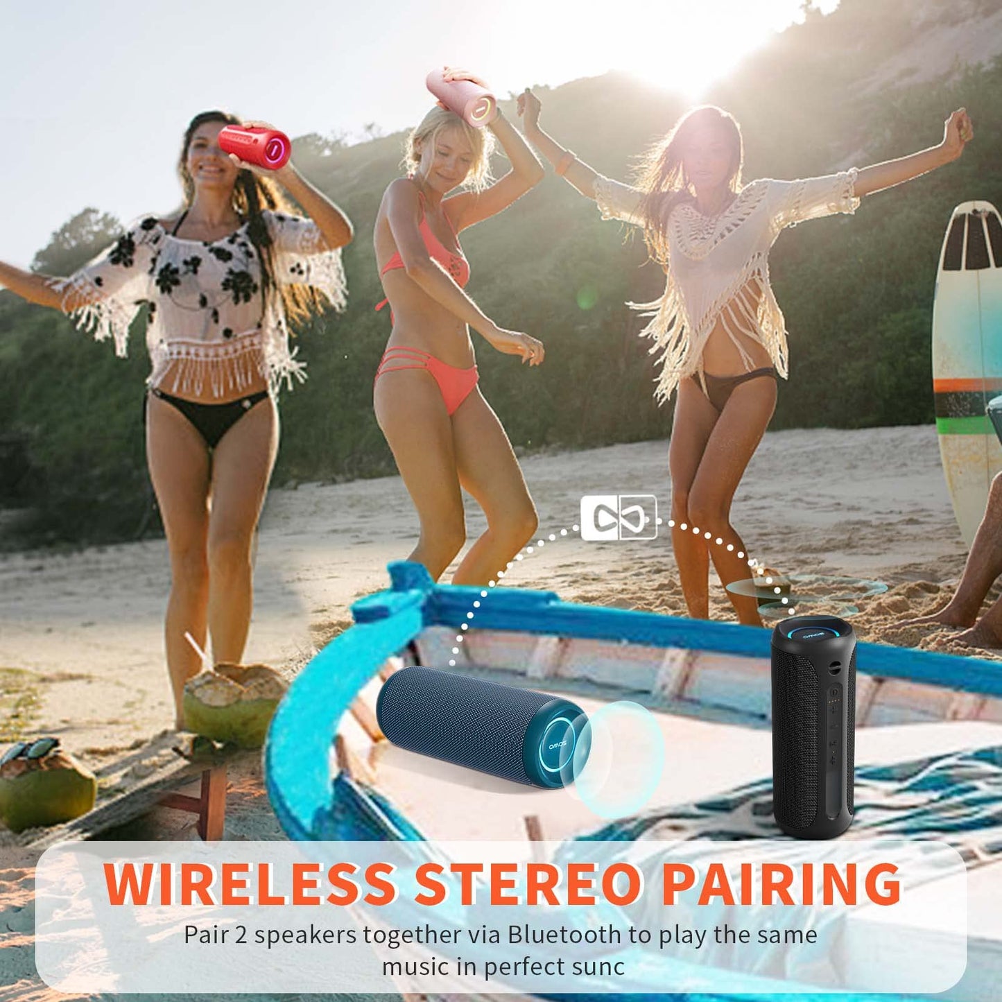 Wireless Portable Speaker IPX7 Waterproof 25W Stereo Sound