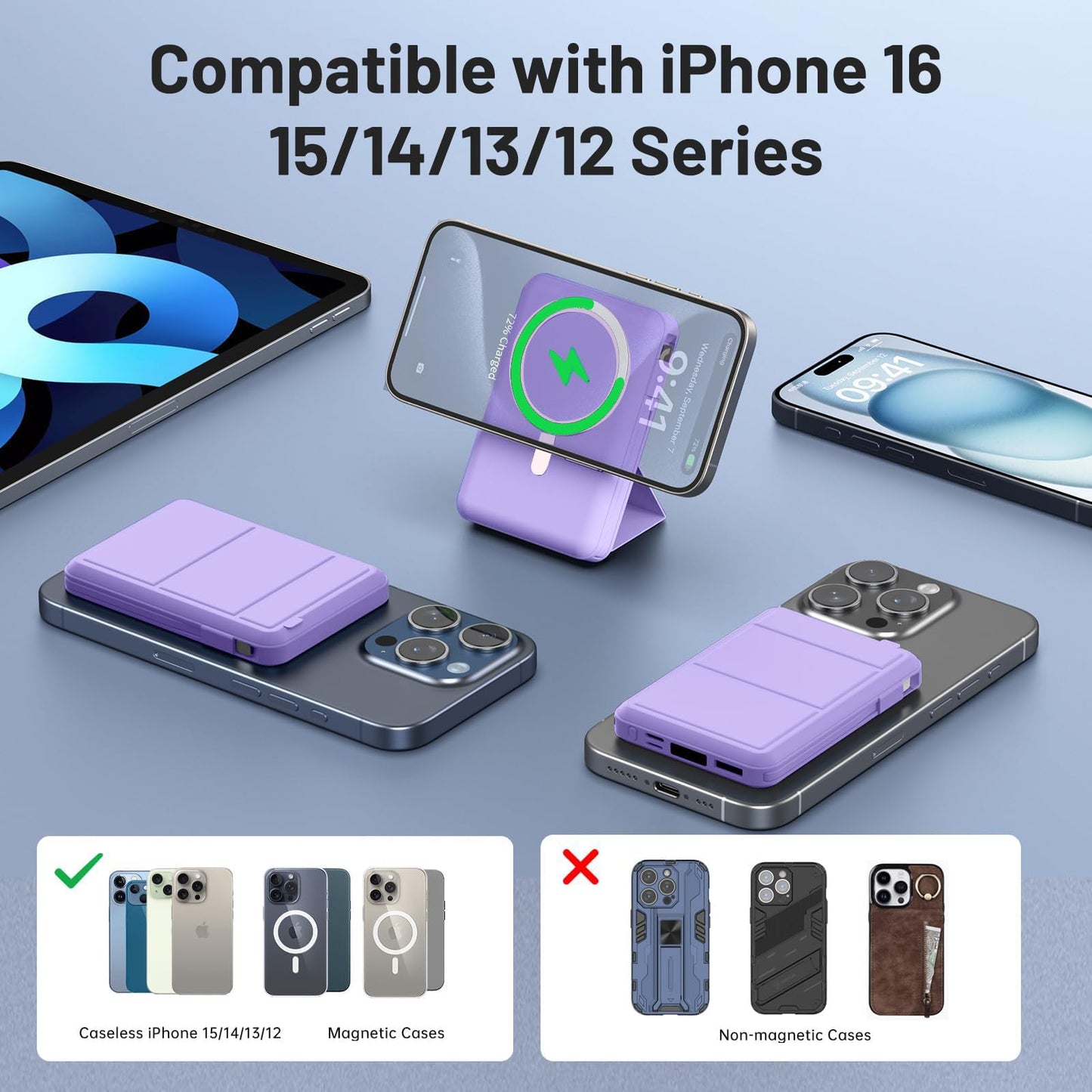 Azmuth 10000mAh Magnetic MagSafe Power Bank With LED Display