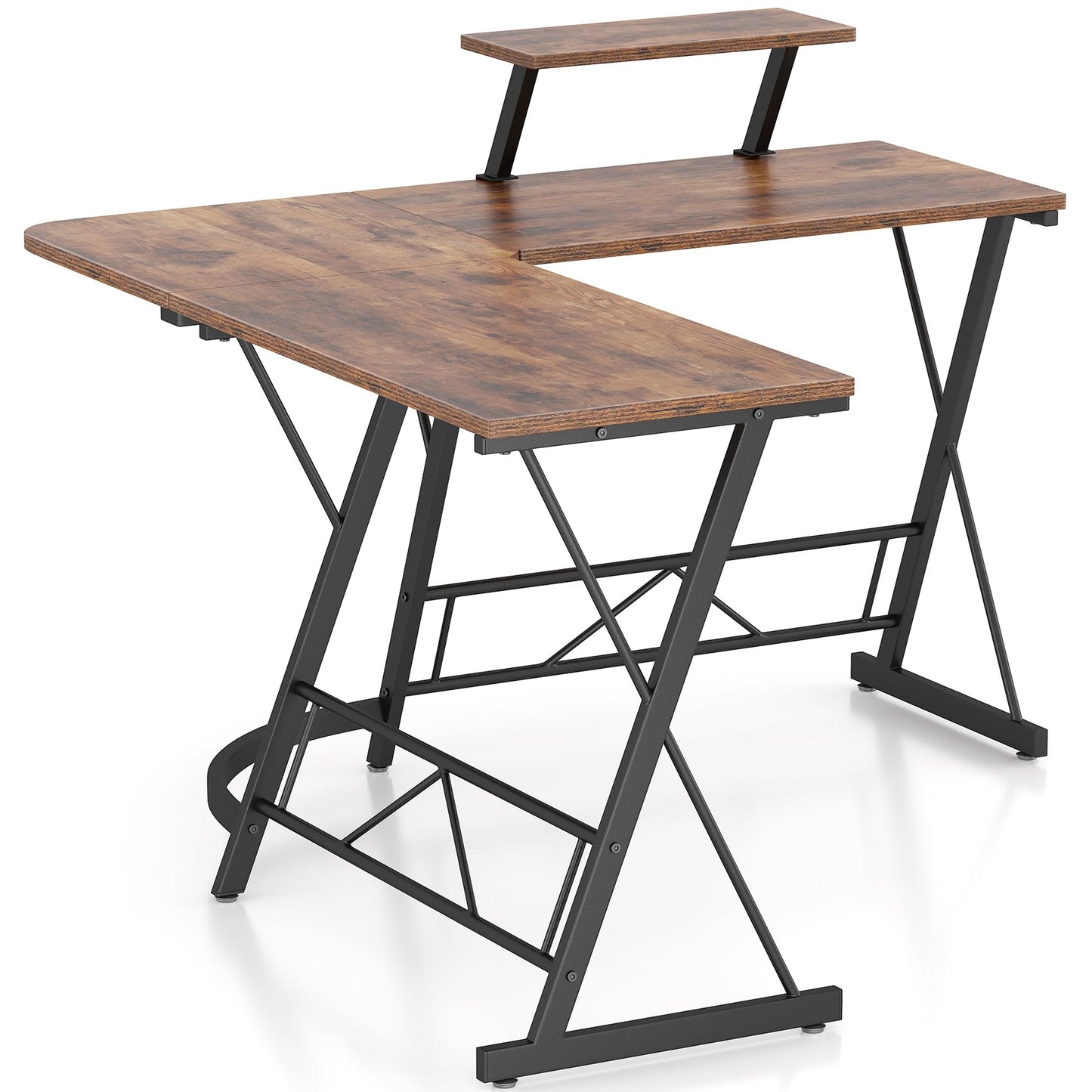 L Shaped Gaming Desk with Large Monitor Stand