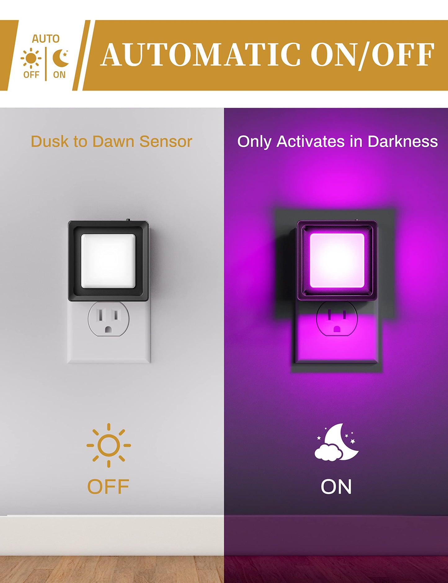 DORESshop LED Night Light 2 Pack Dusk to Dawn Dimmable