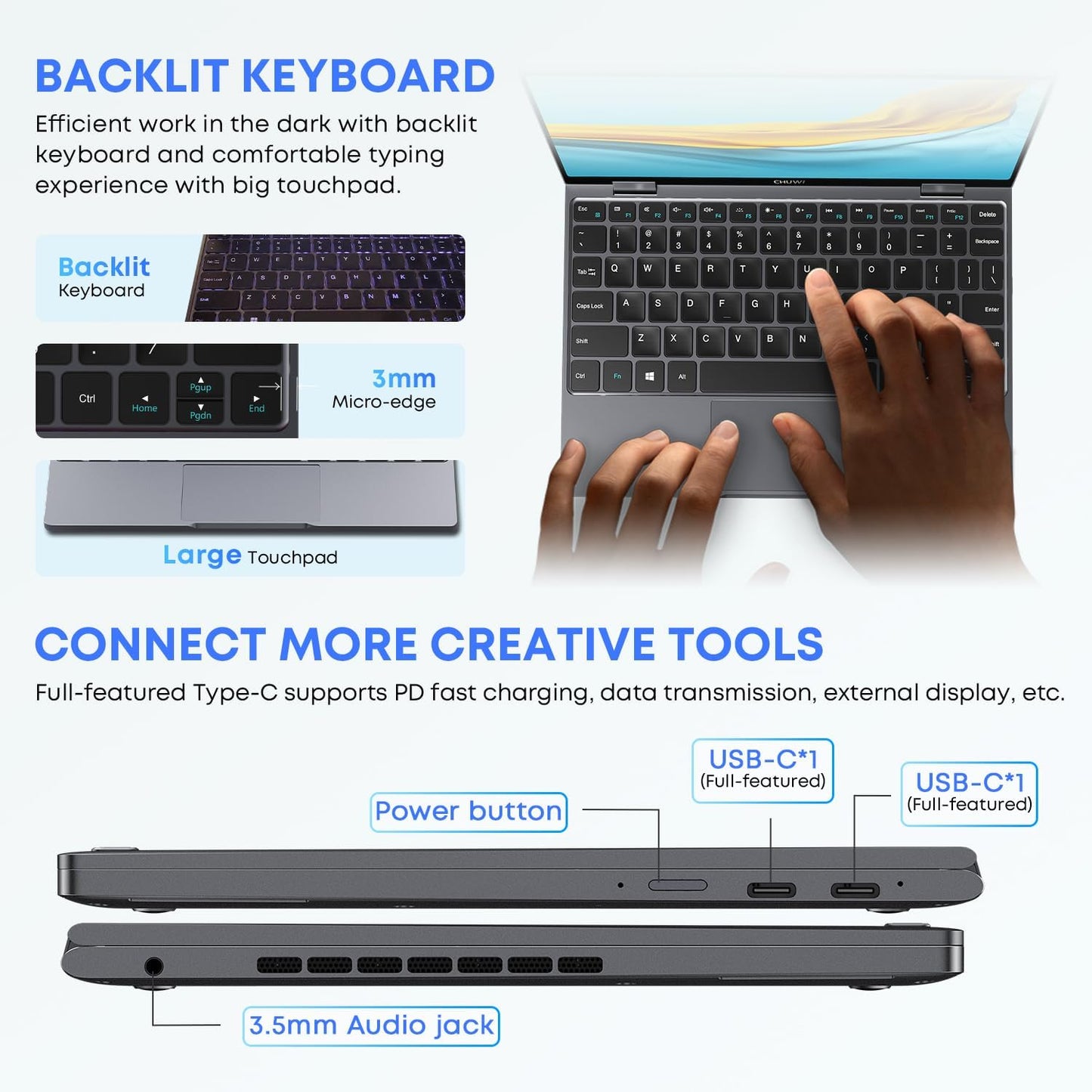 CHUWI Minibook X 2 in 1 Laptop with Touchscreen