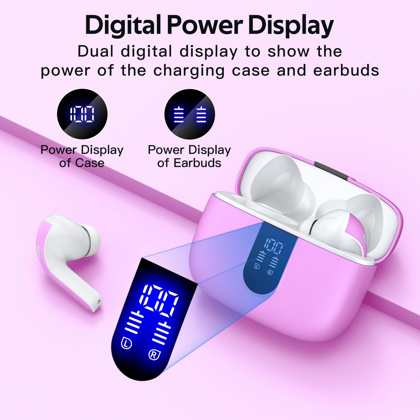 Tagry Bluetooth Earbuds True Wireless LED Power Display Case