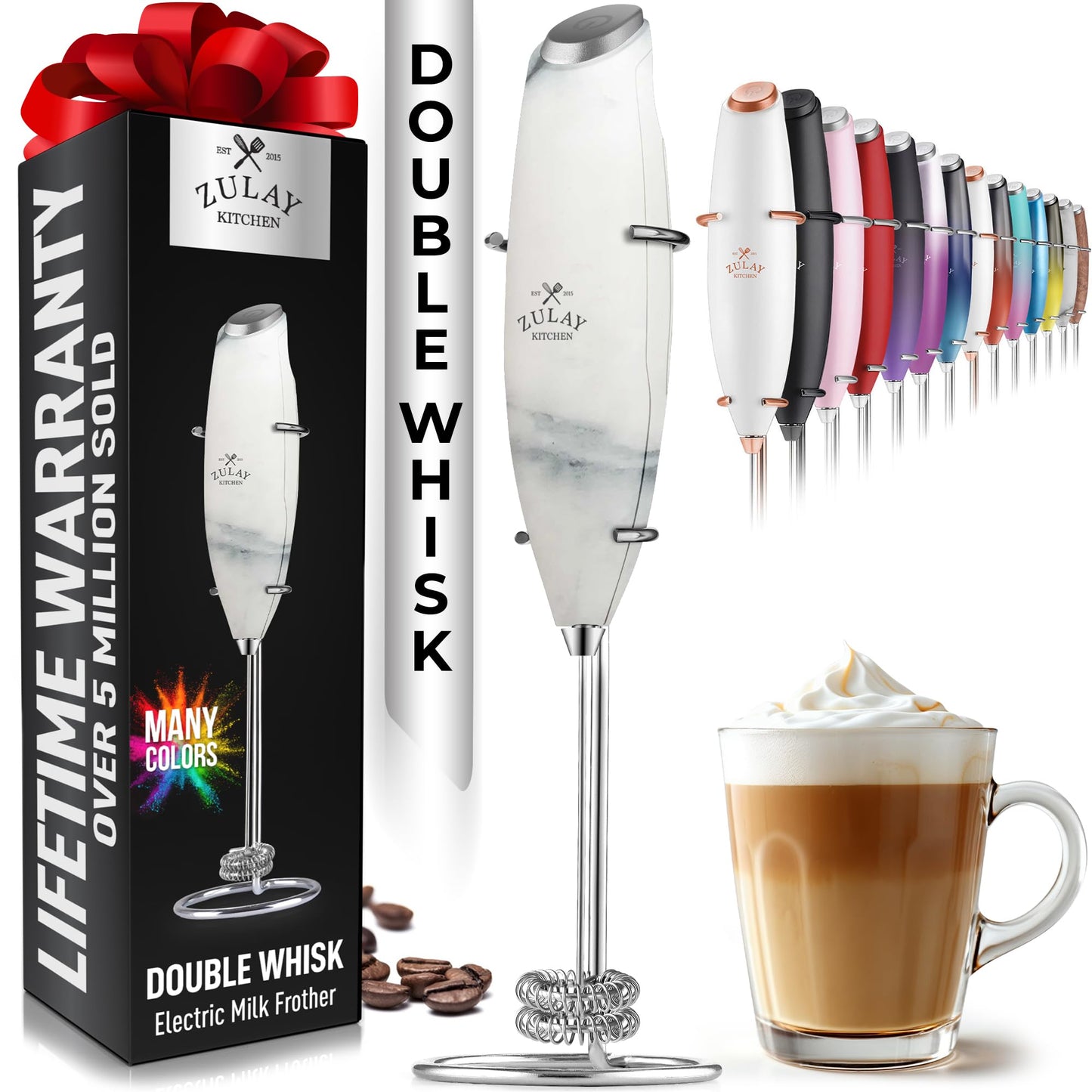 Zulay Milk Frother Wand Handheld Electric Whisk For Coffee