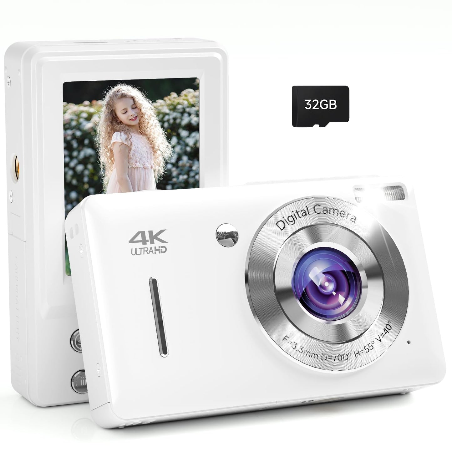 44MP Compact Digital Camera with 16X Zoom for Kids