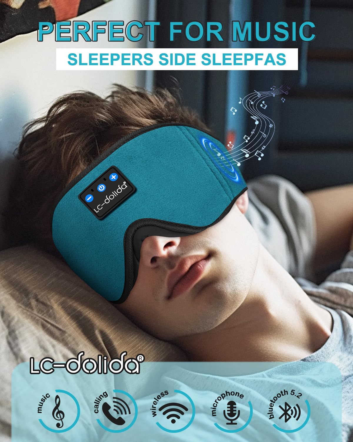 Sleep Headphones Bluetooth Eye Mask for Side Sleepers