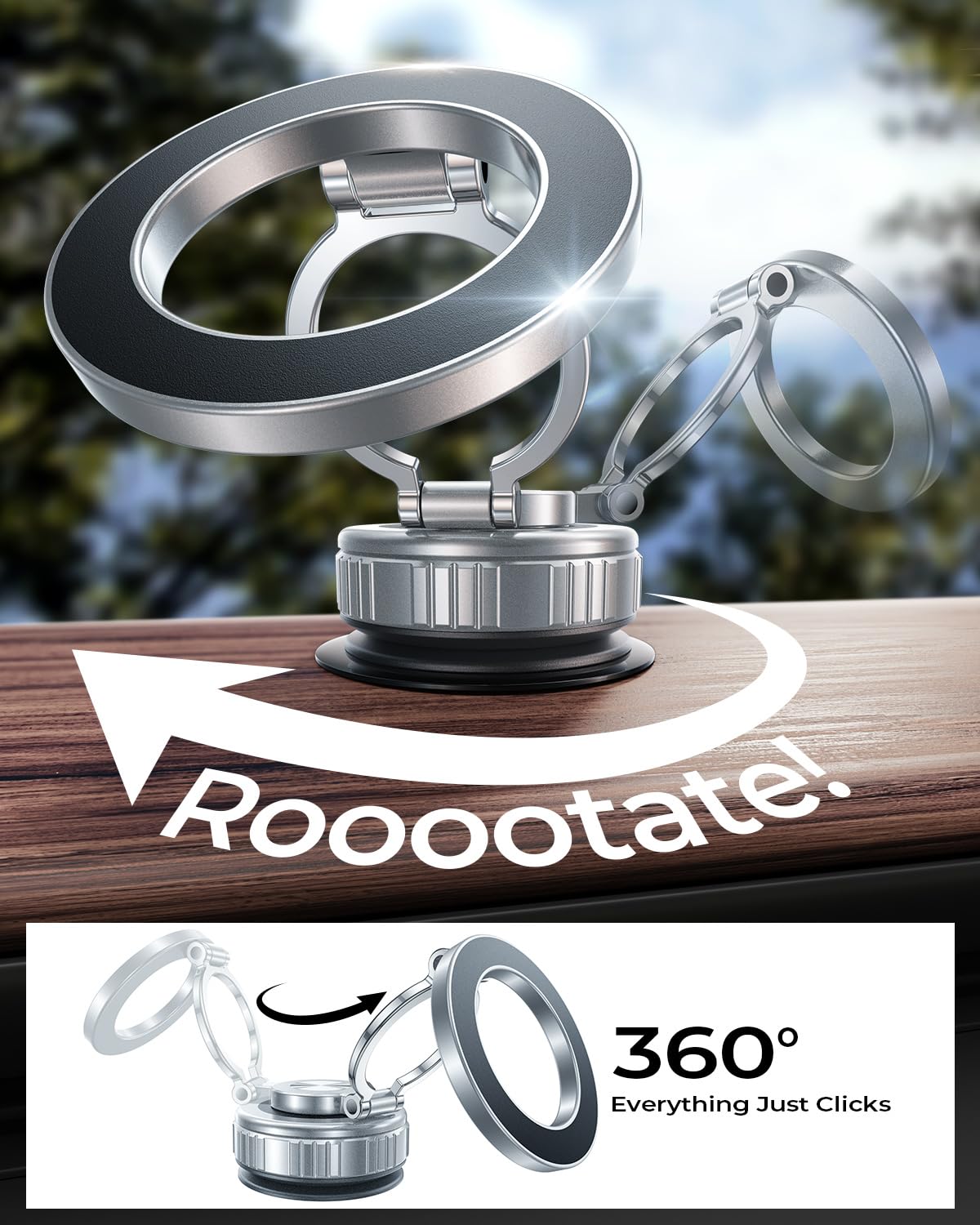 Dimoncoat 2026 Upgraded Metal 360 Degree Vacuum Phone Mount
