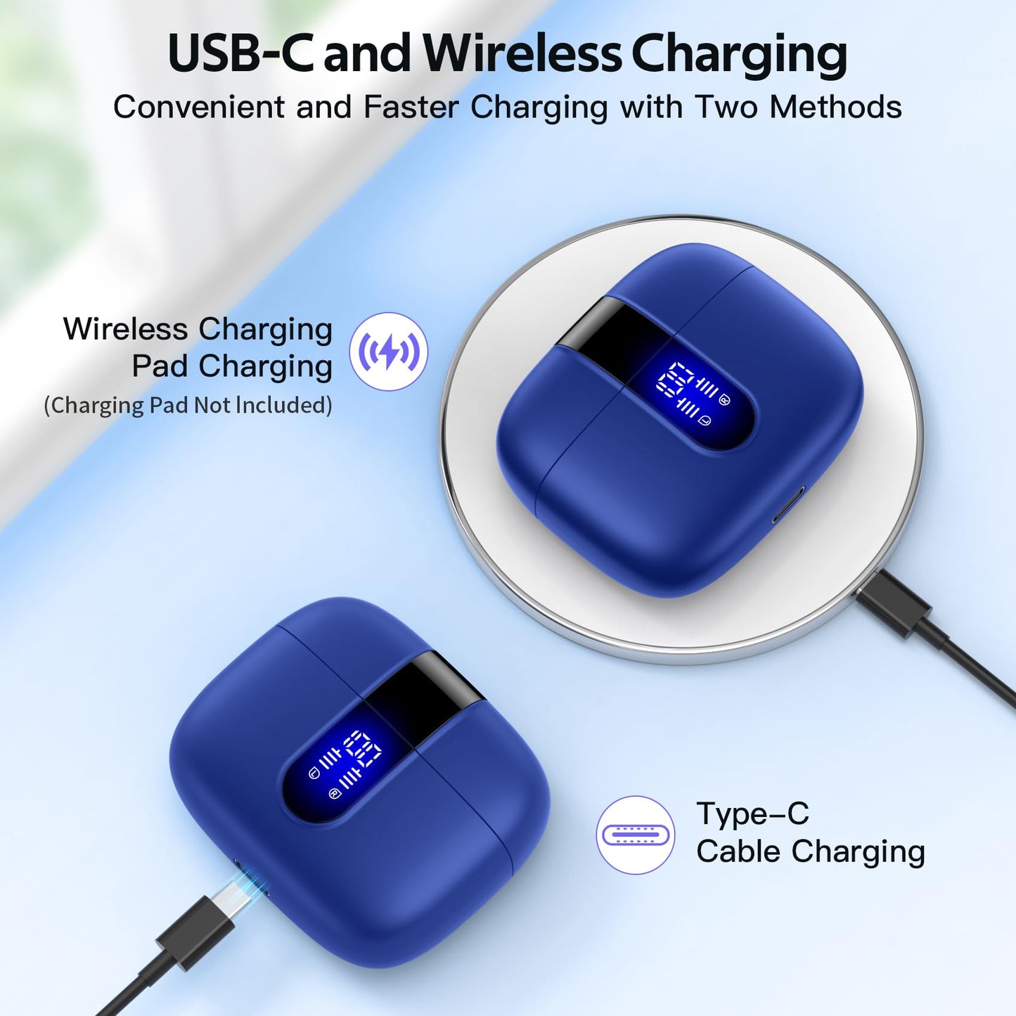Tagry Bluetooth Earbuds True Wireless LED Power Display Case
