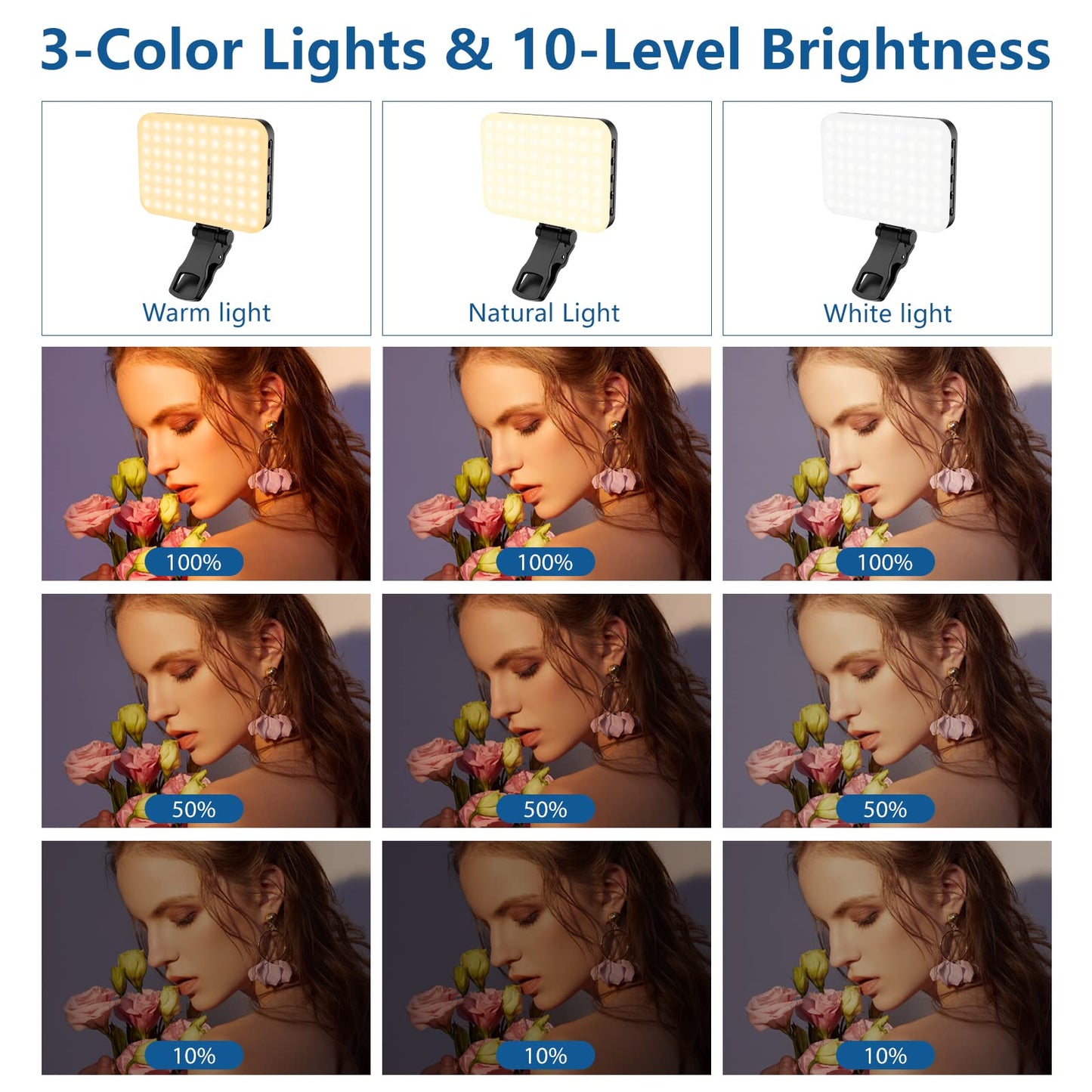 Rechargeable LED Selfie Light with Tripod Adapter