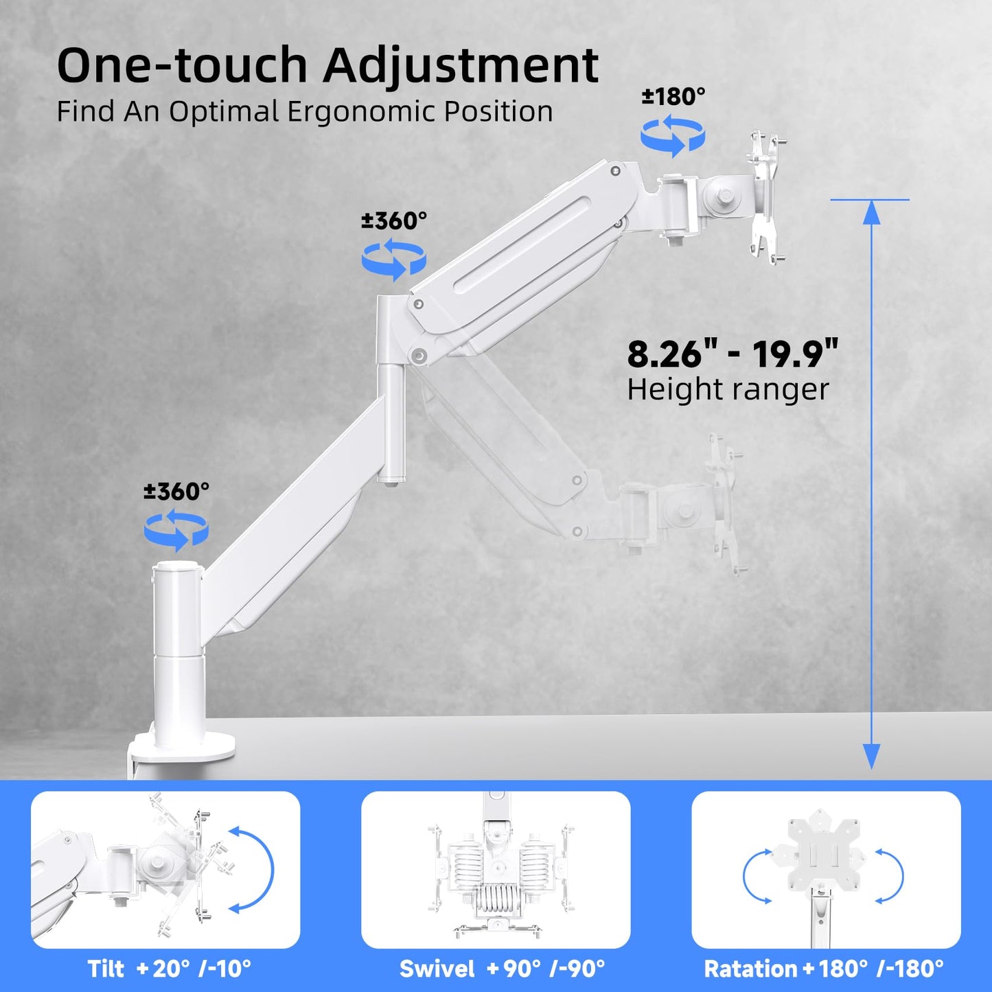 Suptek Gas Spring Monitor Arm Desk Mount Fits 17 to 32 Inch