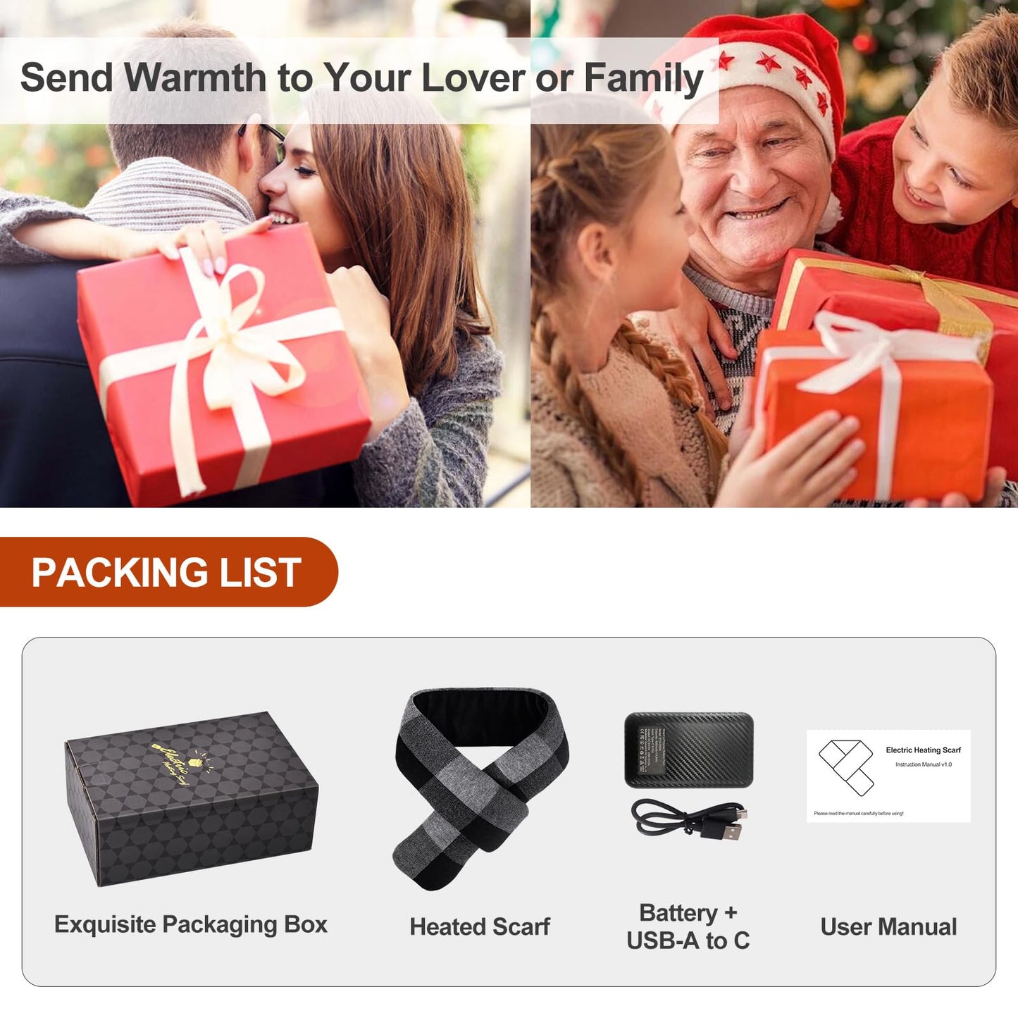 Heated Scarf for Women and Men Neck Warmer with Power Bank