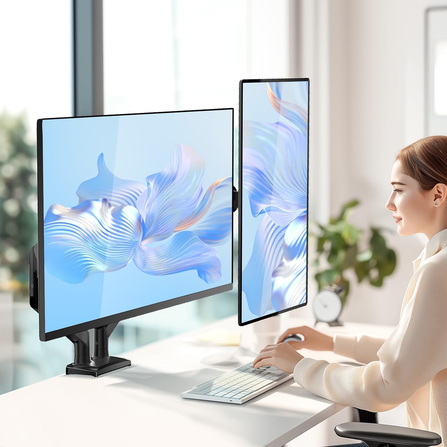 Wali Dual Monitor Stand With Gas Spring 17 to 32 Inches