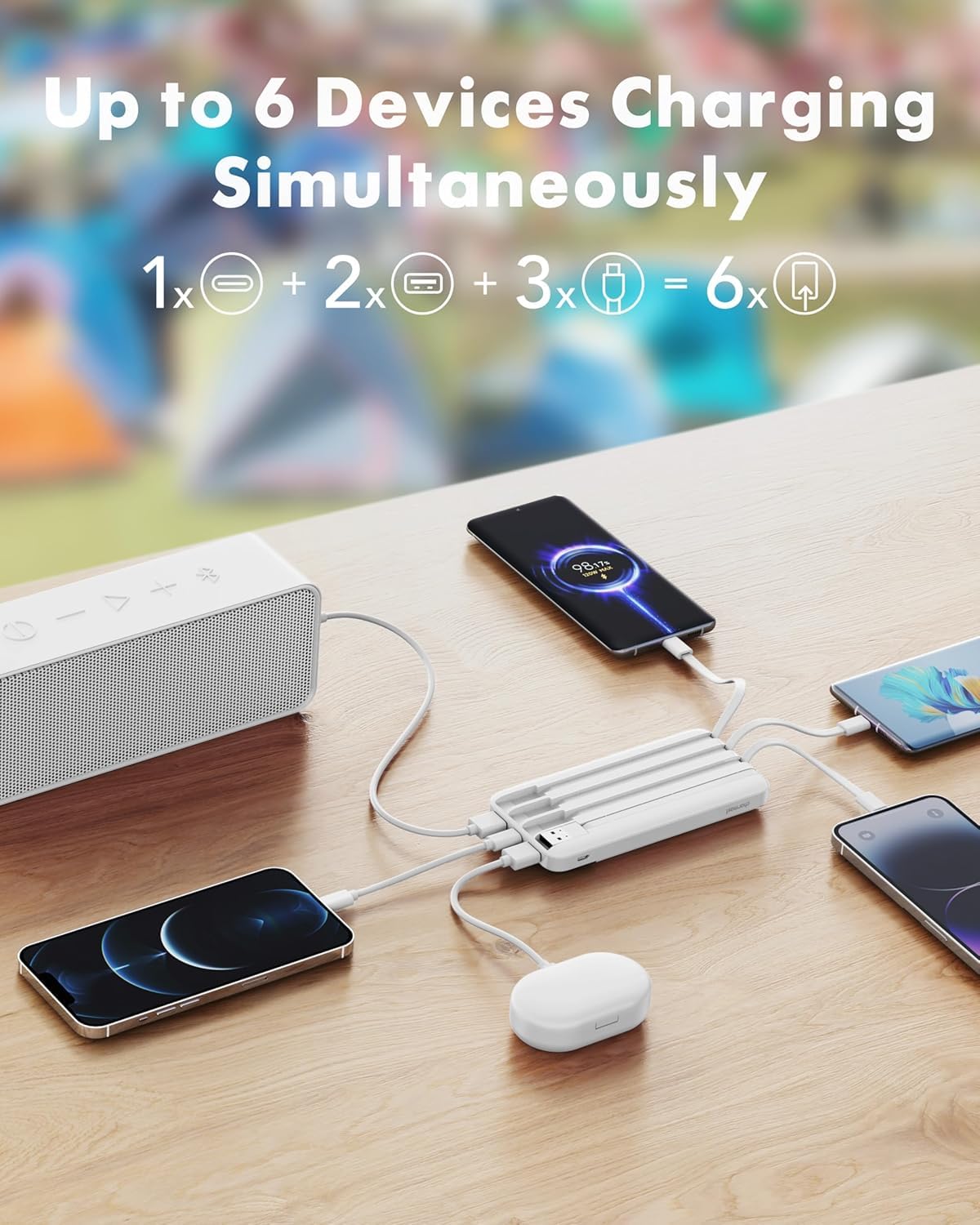 Charmast Slim 10000mAh Power Bank With Built In Cables
