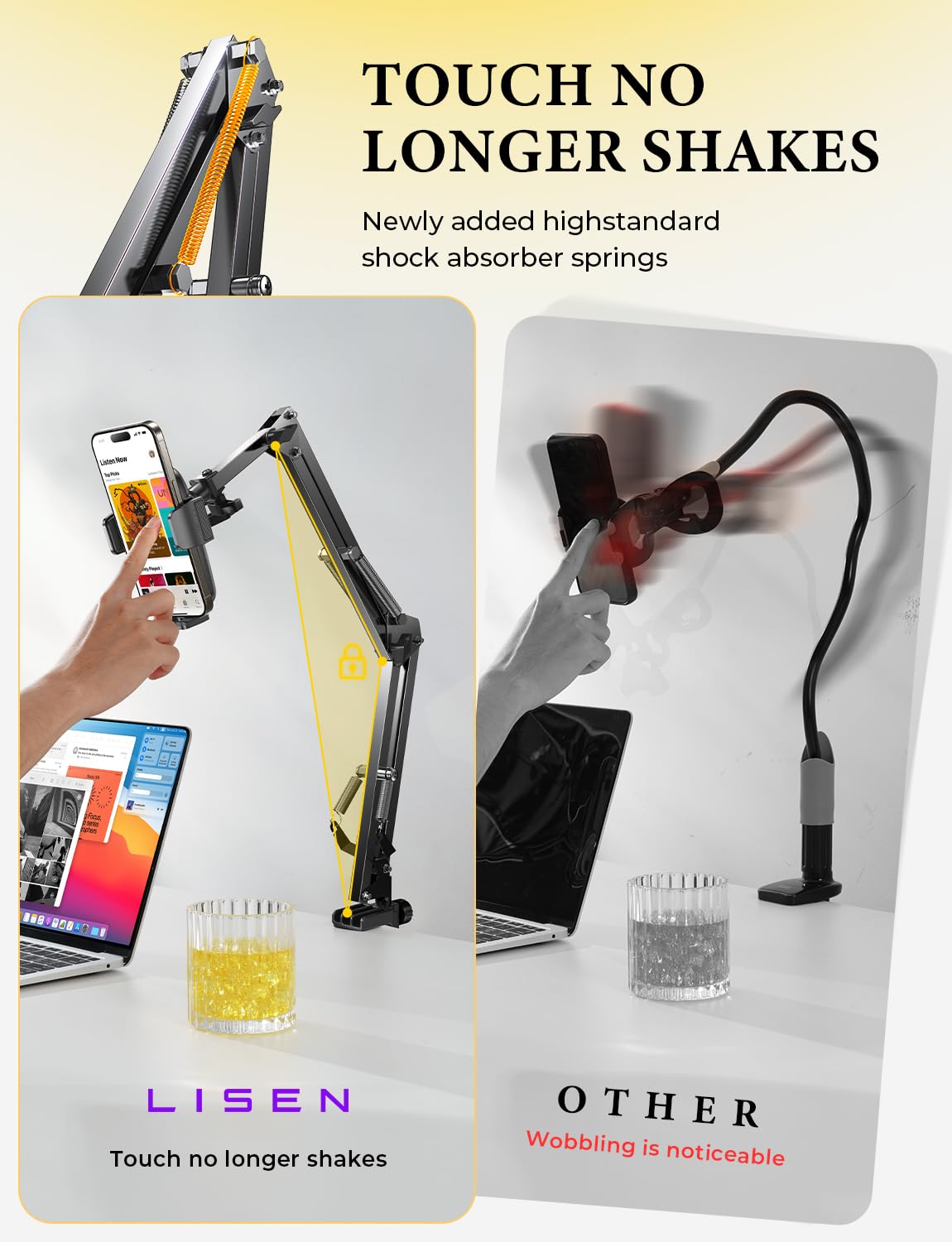 LISEN Gooseneck Phone Holder for Desk Bed 3rd Upgrade