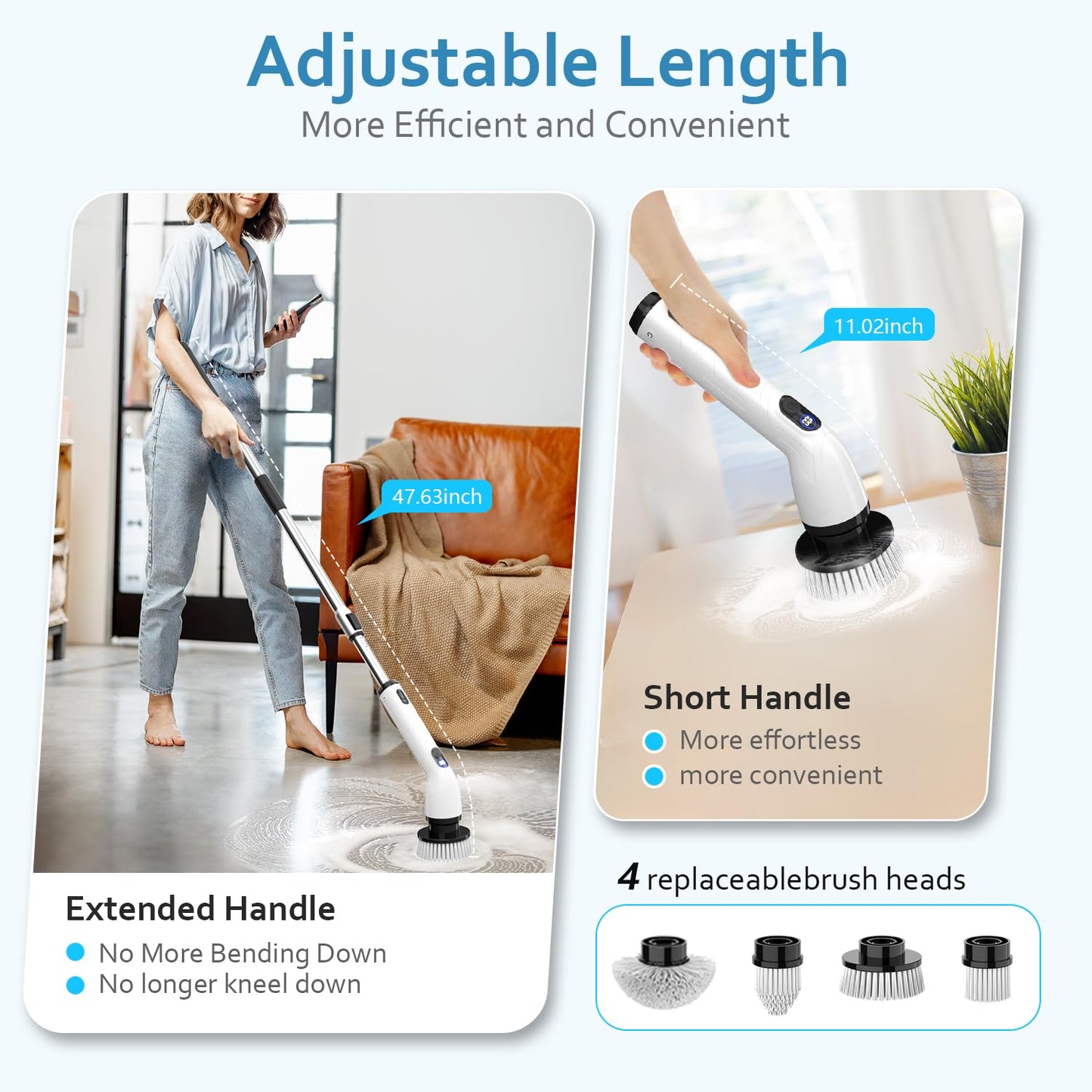 TUYU Electric Spin Scrubber Cordless IPX7 Waterproof