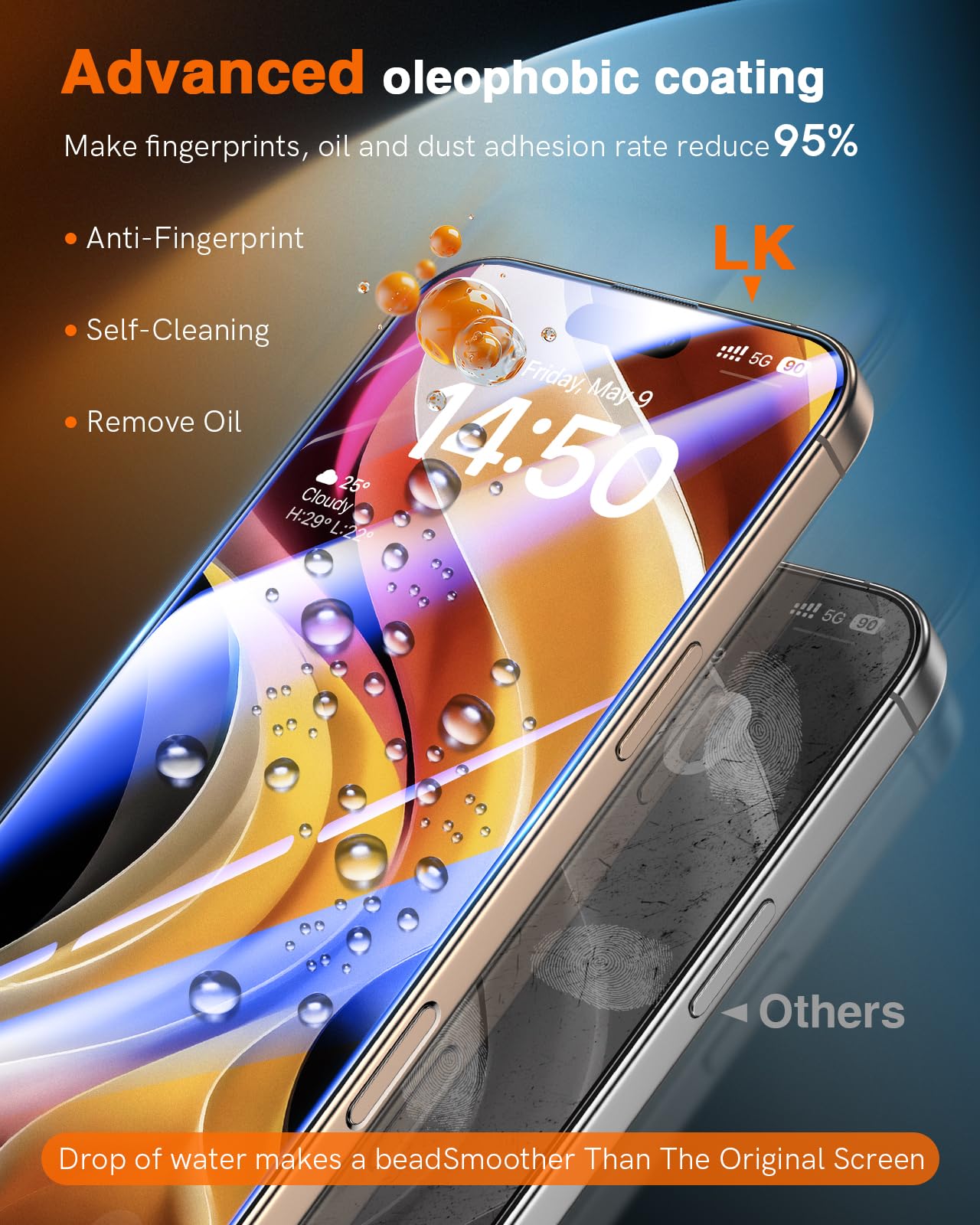 LK 2 Tempered Glass Screen Protector For iPhone 17 Pro Max
