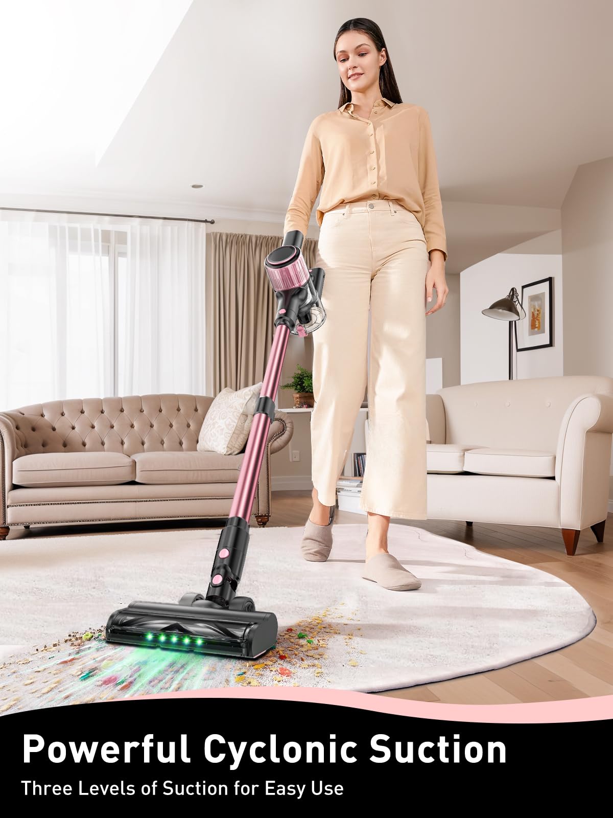 Cordless Vacuum Cleaner 8 In 1 LED Display Suction Pink
