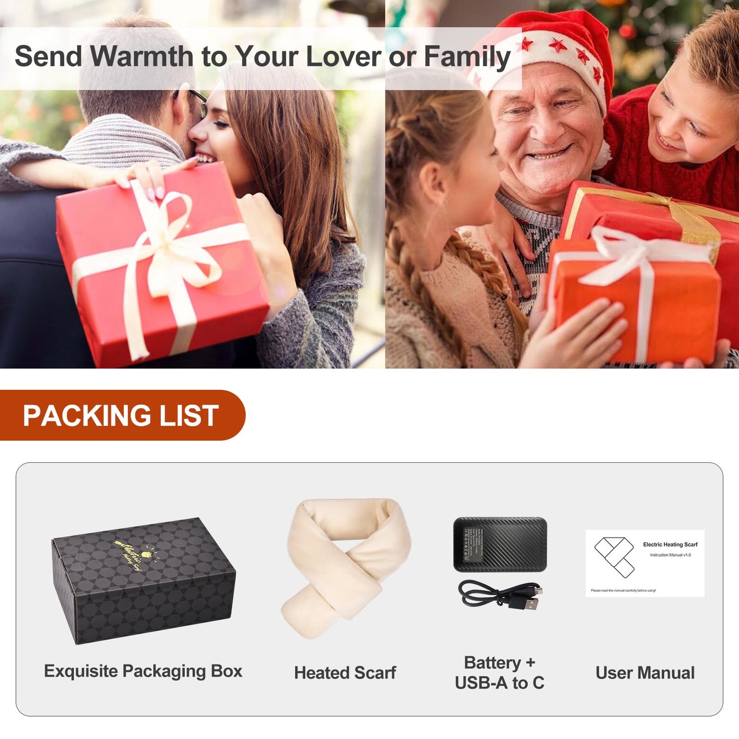 Heated Scarf for Women and Men Neck Warmer with Power Bank