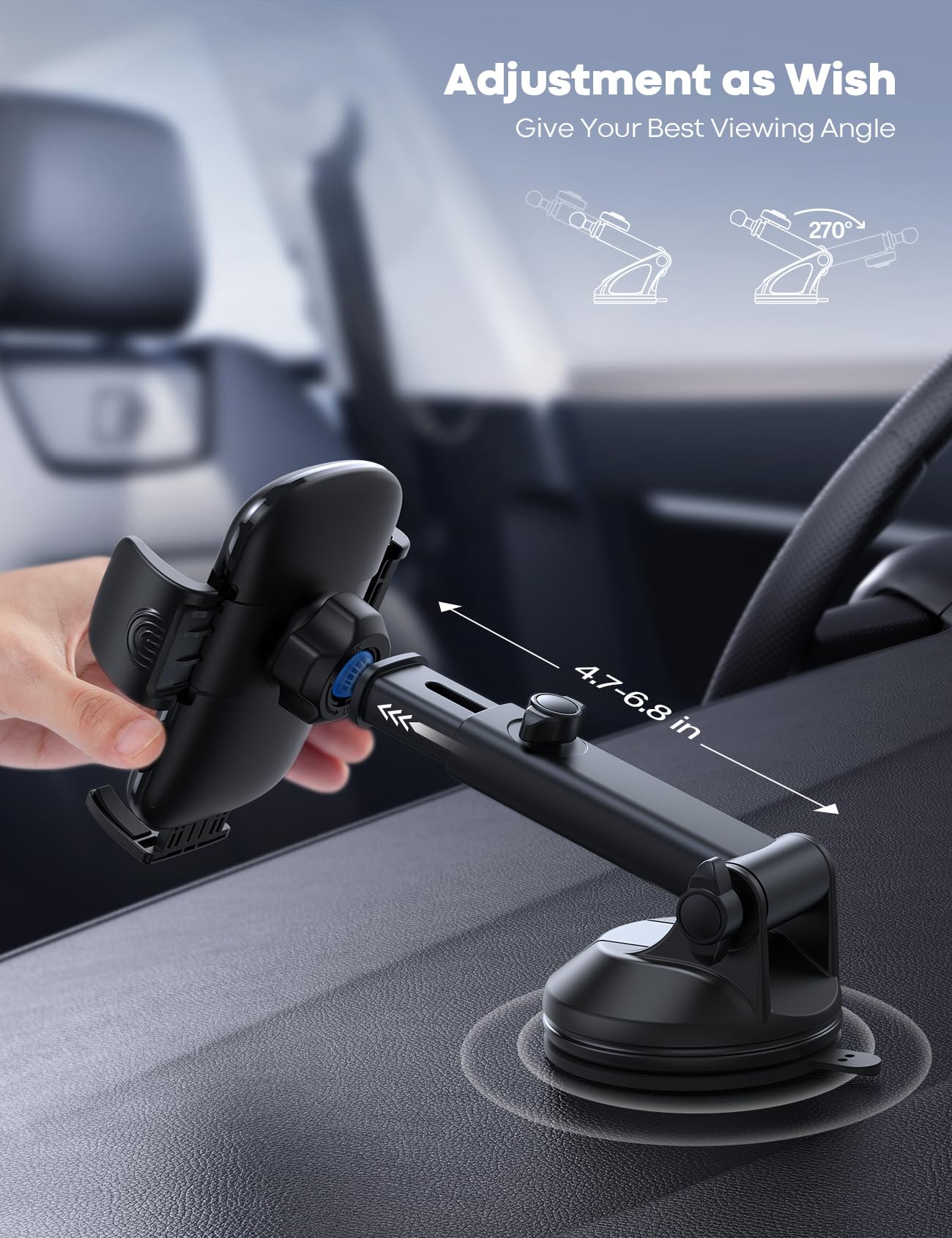 Lamicall Car Phone Holder 360 Degree Rotation Suction Mount