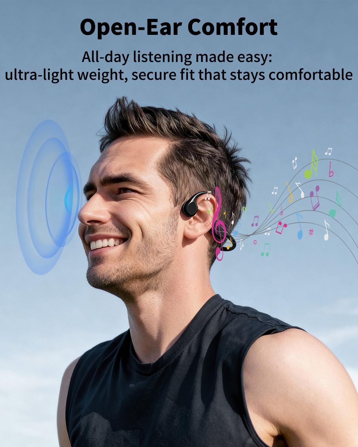 Open Ear Bone Conduction Headphones Bluetooth 5.4 Mic