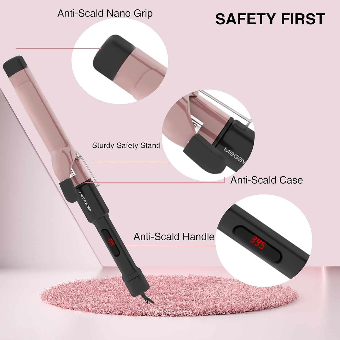 MegaWise Pro Ceramic Hair Curling Iron with Fast Heating