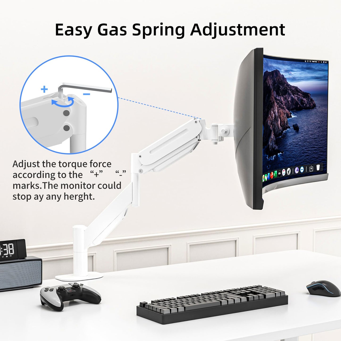 Suptek Gas Spring Monitor Arm Desk Mount Fits 17 to 32 Inch