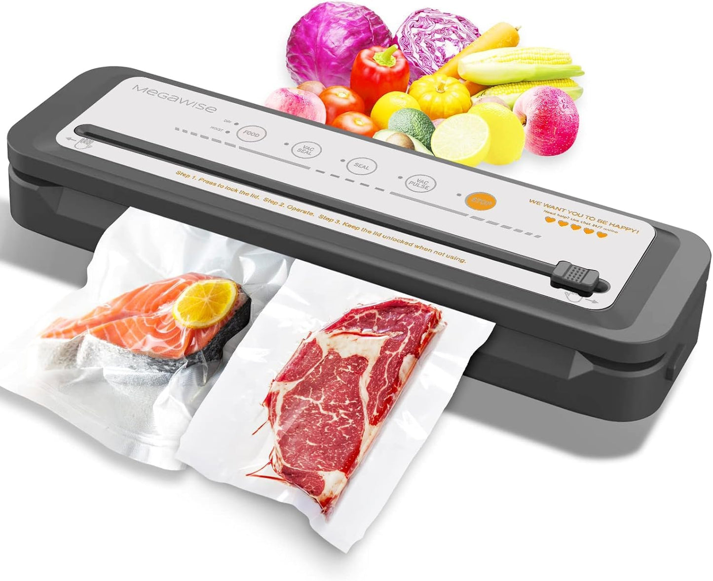 MegaWise Vacuum Sealer Machine With 80kPa Suction Power