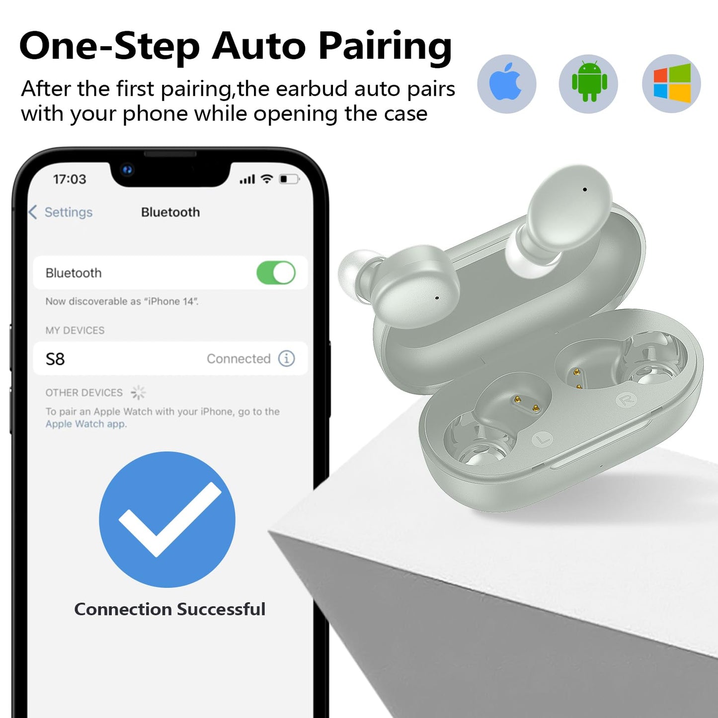 Kurdene True Wireless Earbuds Bluetooth 5.3 Lightweight Bass