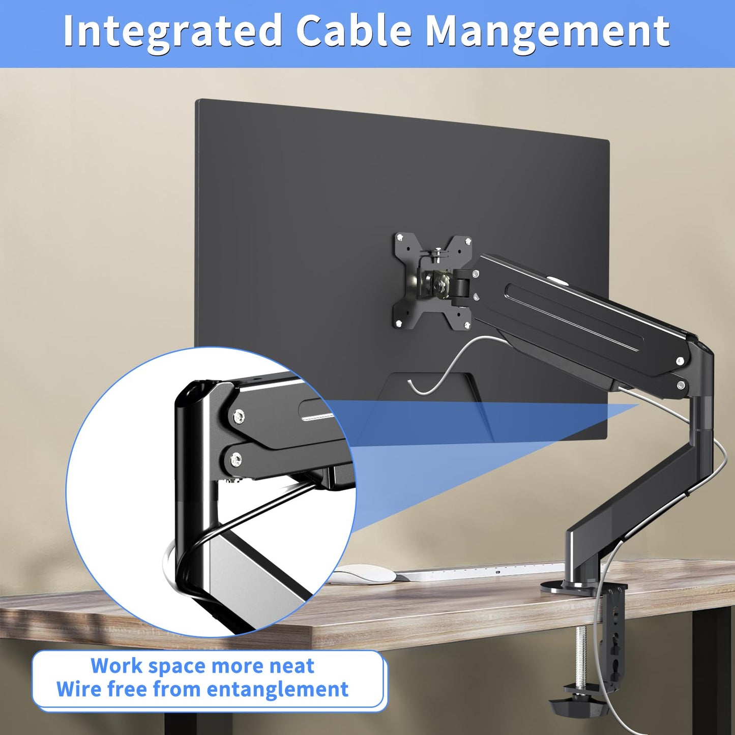 Suptek Gas Spring Monitor Arm Desk Mount Fits 17 to 32 Inch