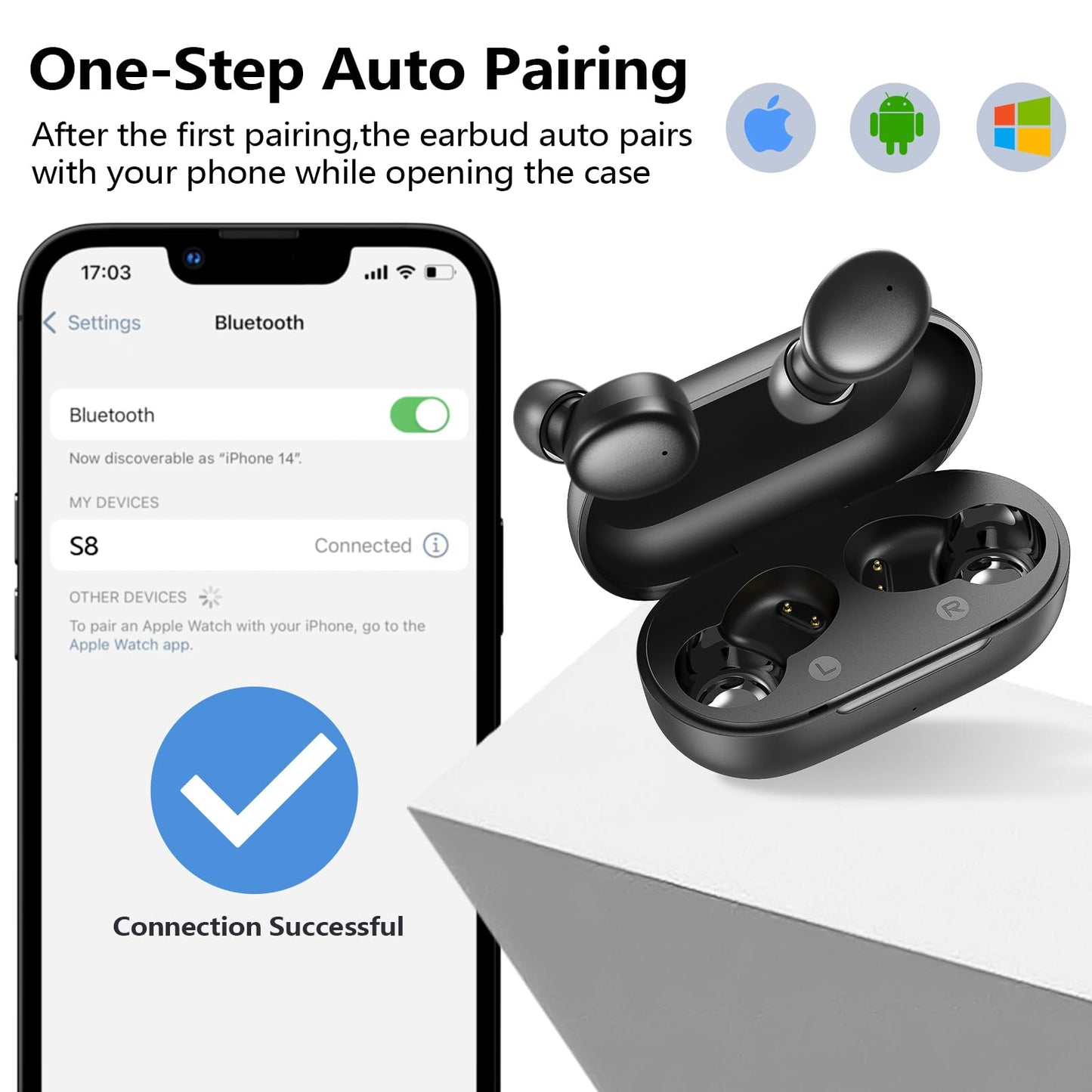 Kurdene True Wireless Earbuds Bluetooth 5.3 Lightweight Bass