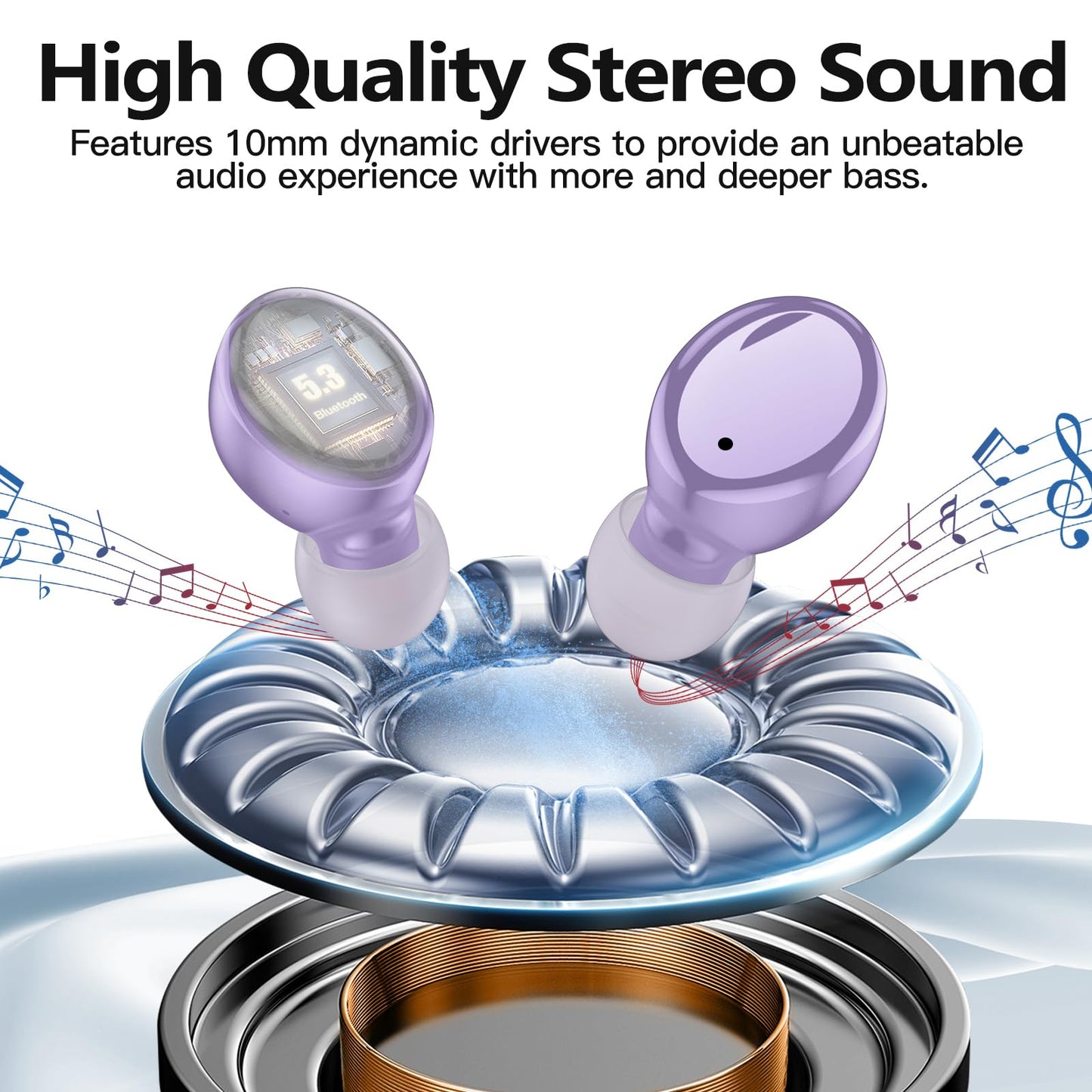 Kurdene True Wireless Earbuds Bluetooth 5.3 Lightweight Bass