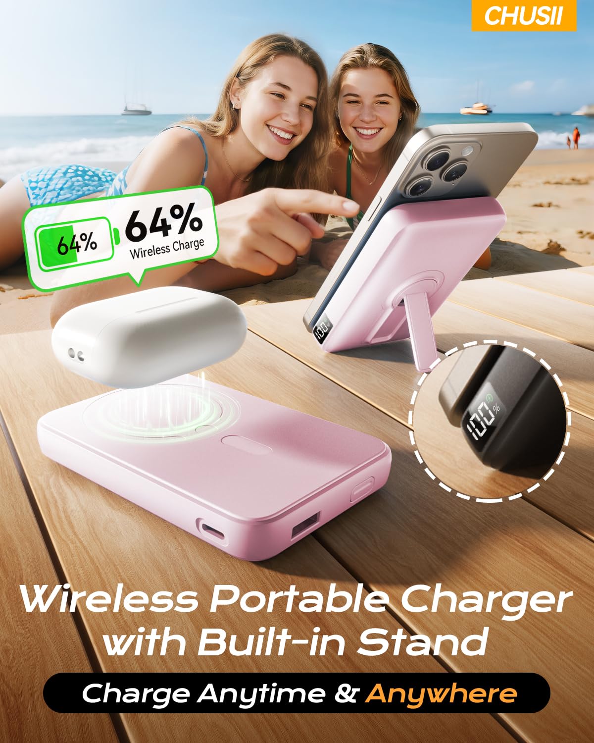 MagSafe 12000mAh Wireless Magnetic Power Bank PD 20W Stand