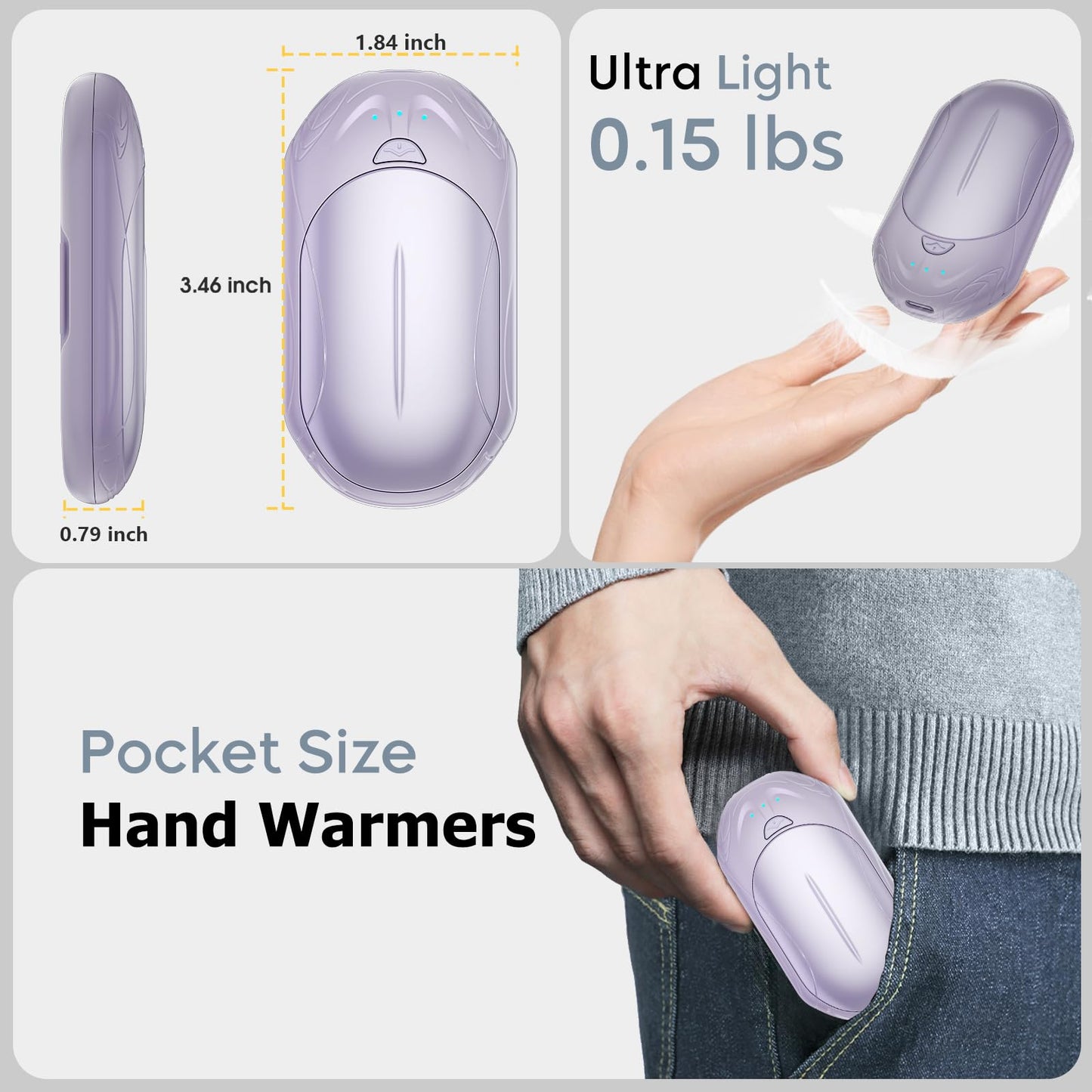 AI Hand Warmers 2 Pack Rechargeable Portable Pocket Heaters