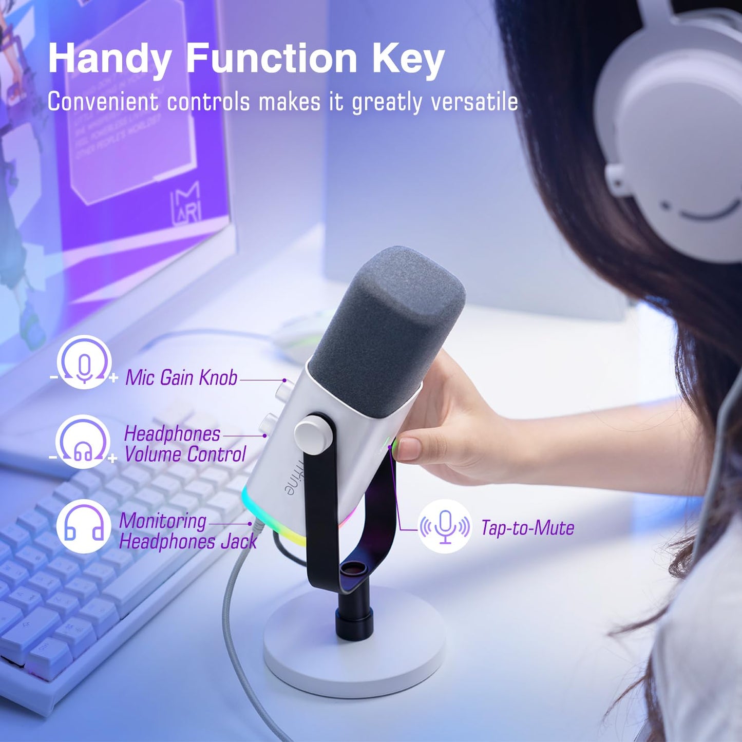 FIFINE USB XLR Dynamic Microphone AM8 Mute Button RGB Light