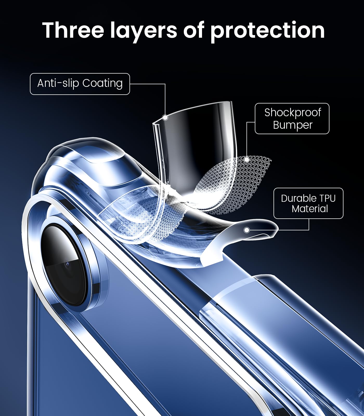 Mkeke Clear Case for iPhone 17 Pro Max Shockproof Bumper