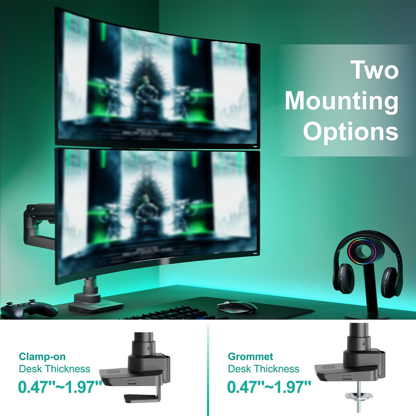 Wali Dual Monitor Stand With Gas Spring 17 to 32 Inches