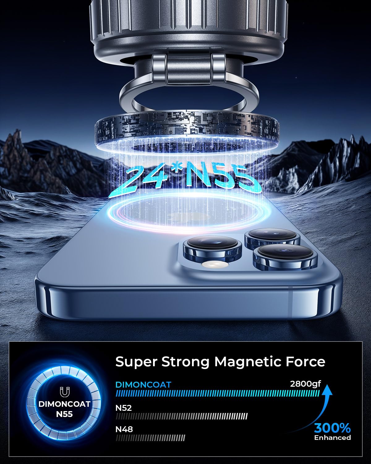 Dimoncoat 2026 Upgraded Metal 360 Degree Vacuum Phone Mount
