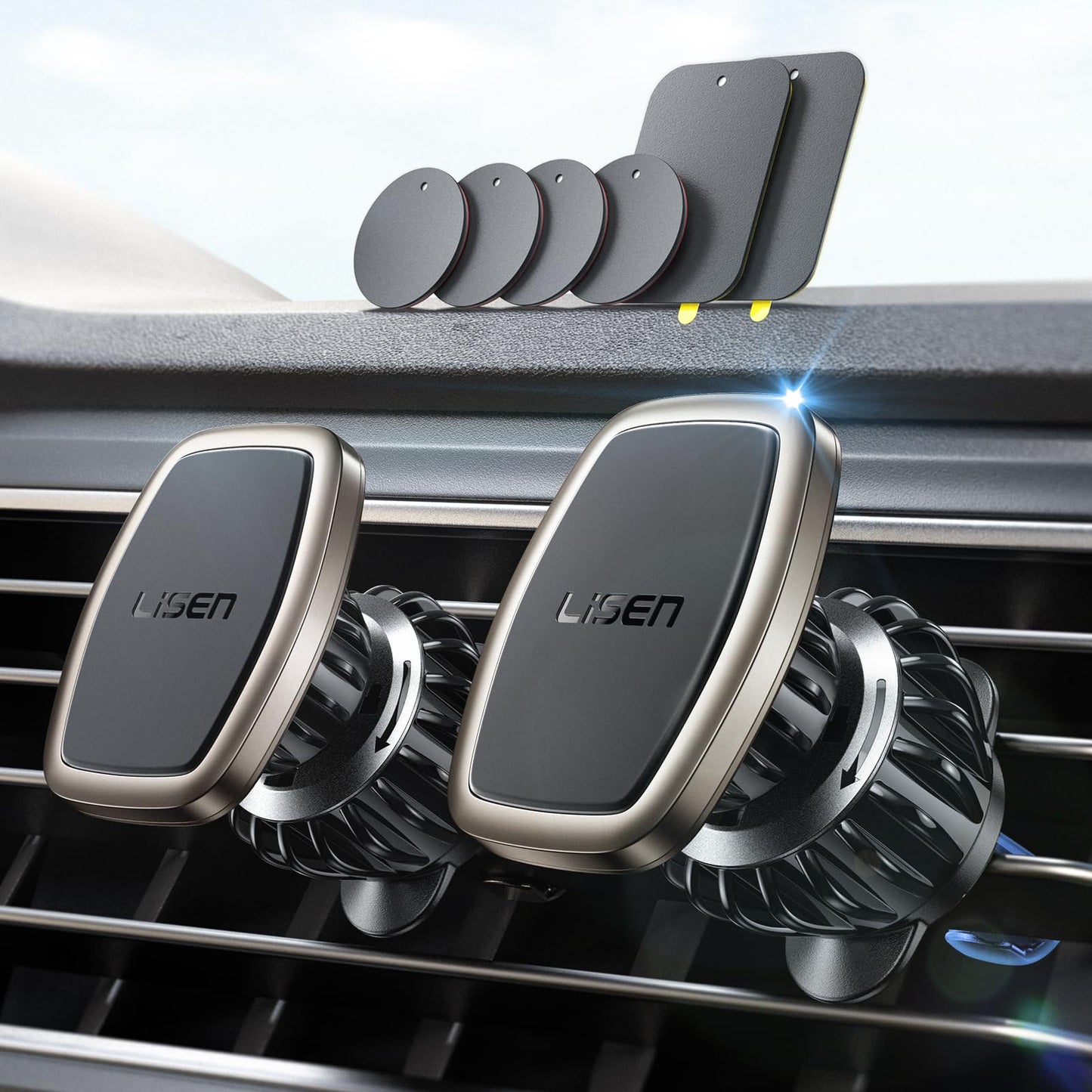Lisen 2 Pack Magnetic Car Phone Mount For Vent 6 Magnets