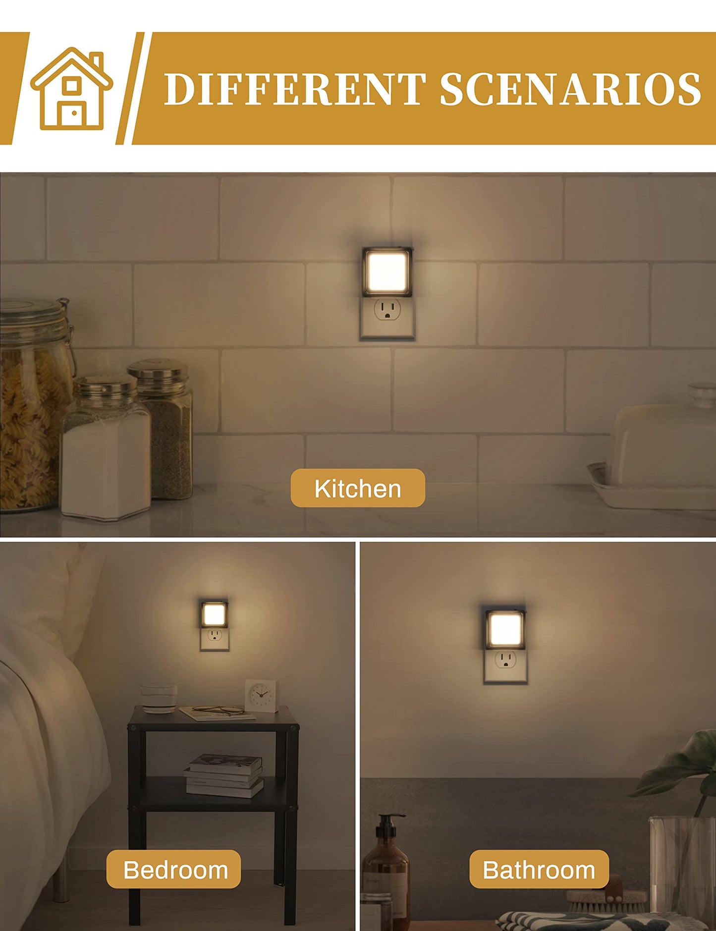 DORESshop LED Night Light 2 Pack Dusk to Dawn Dimmable