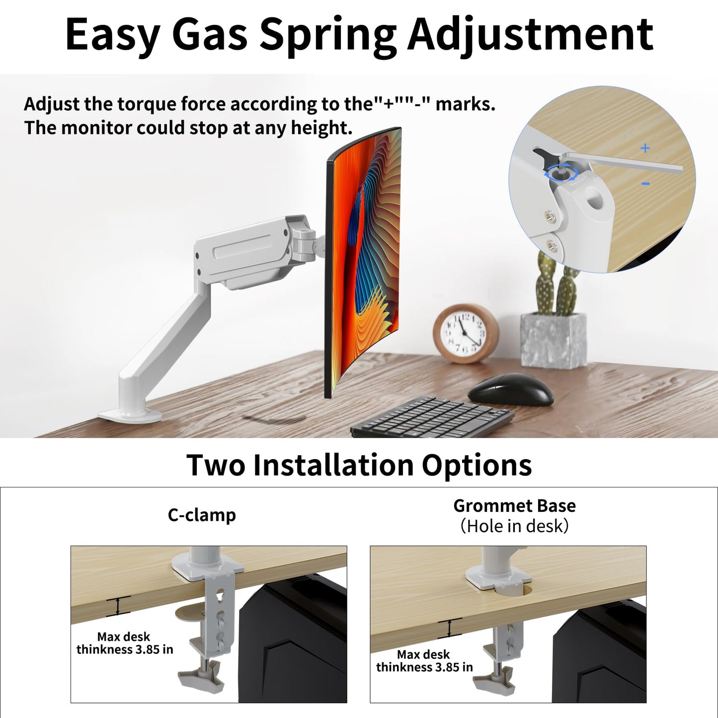 Suptek Gas Spring Monitor Arm Desk Mount Fits 17 to 32 Inch