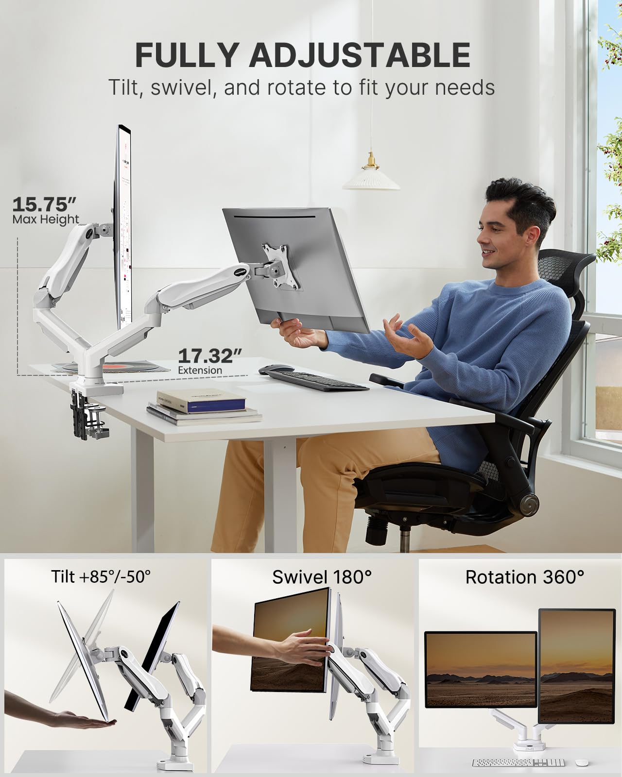 HUANUO Dual Monitor Stand 13 To 32 Inch VESA Desk Mount