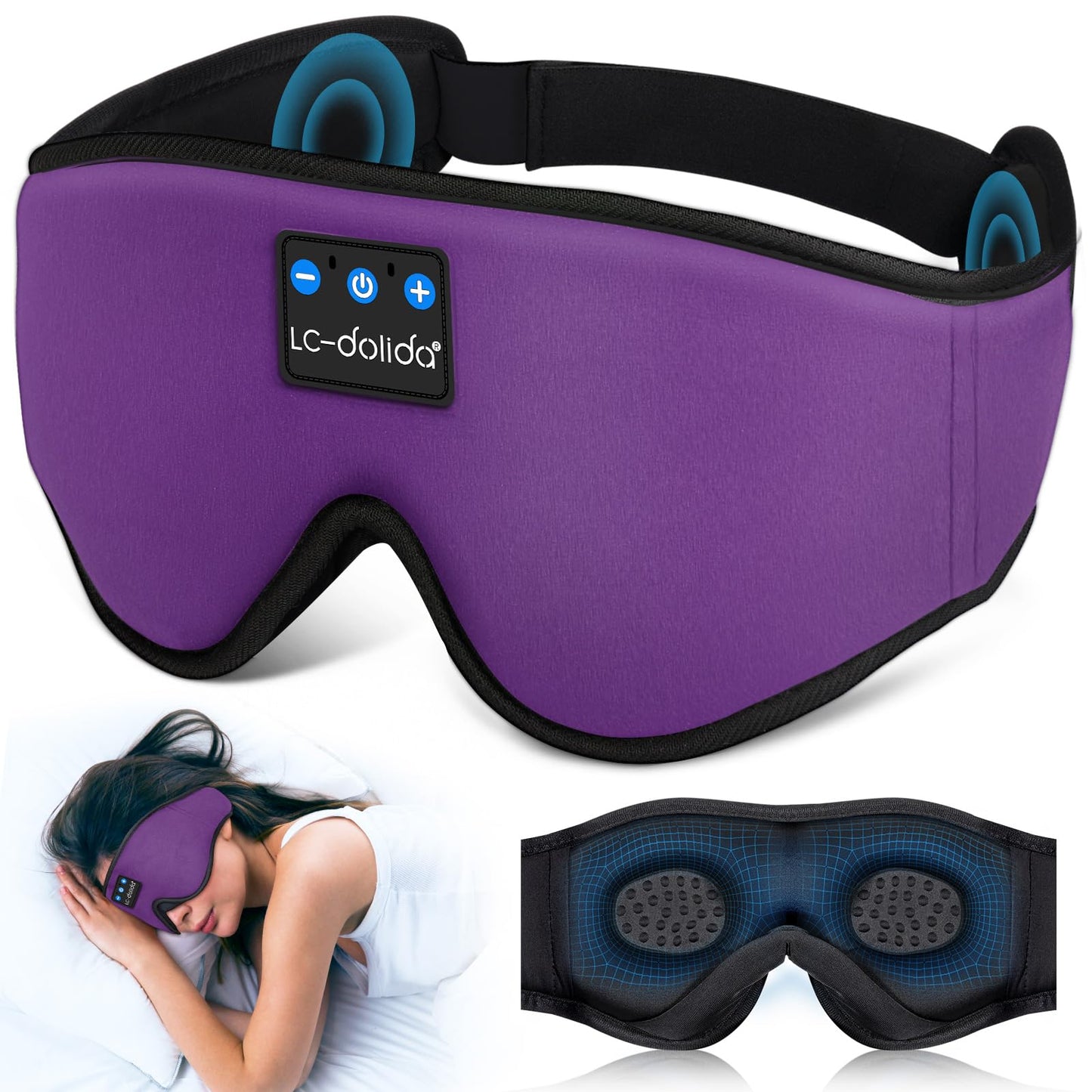 Sleep Headphones Bluetooth Eye Mask for Side Sleepers